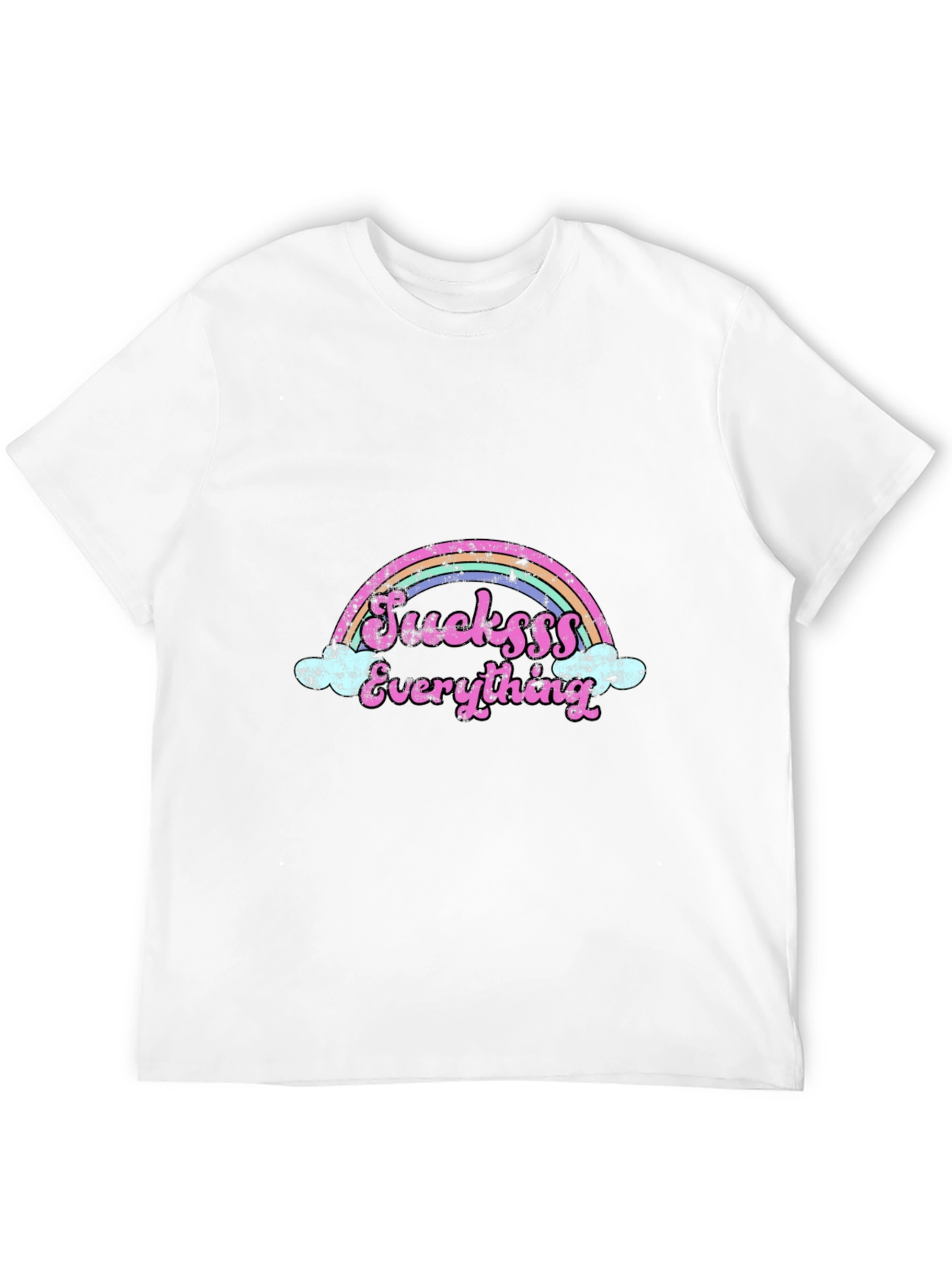 Sucksss Everything Rainbow Graphic Black T-Shirt