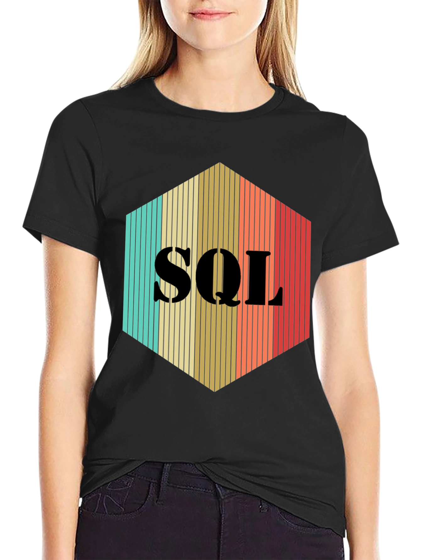 SQL Hexagon T-Shirt - Retro Programmer Tee