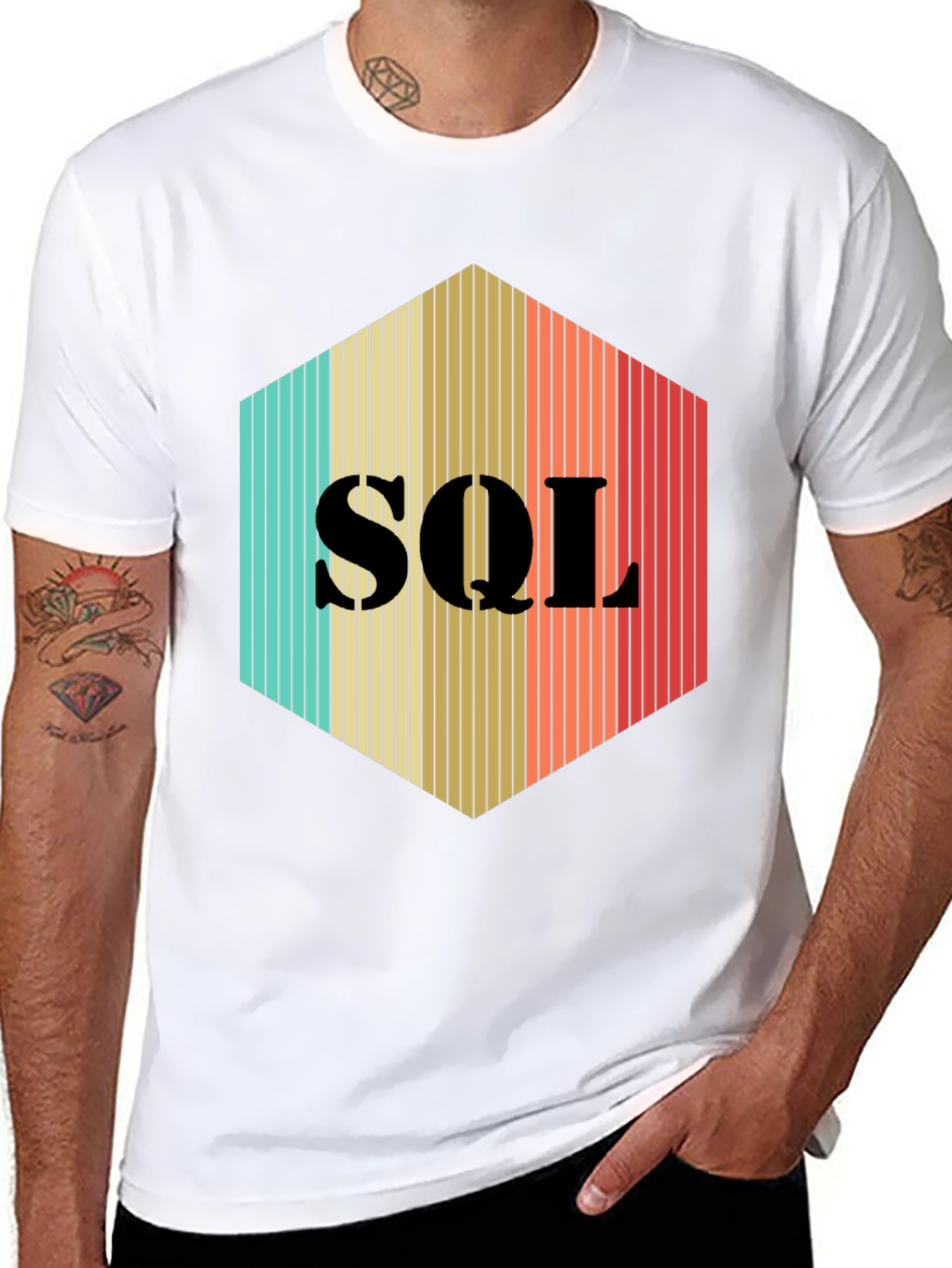 SQL Hexagon T-Shirt - Retro Programmer Tee
