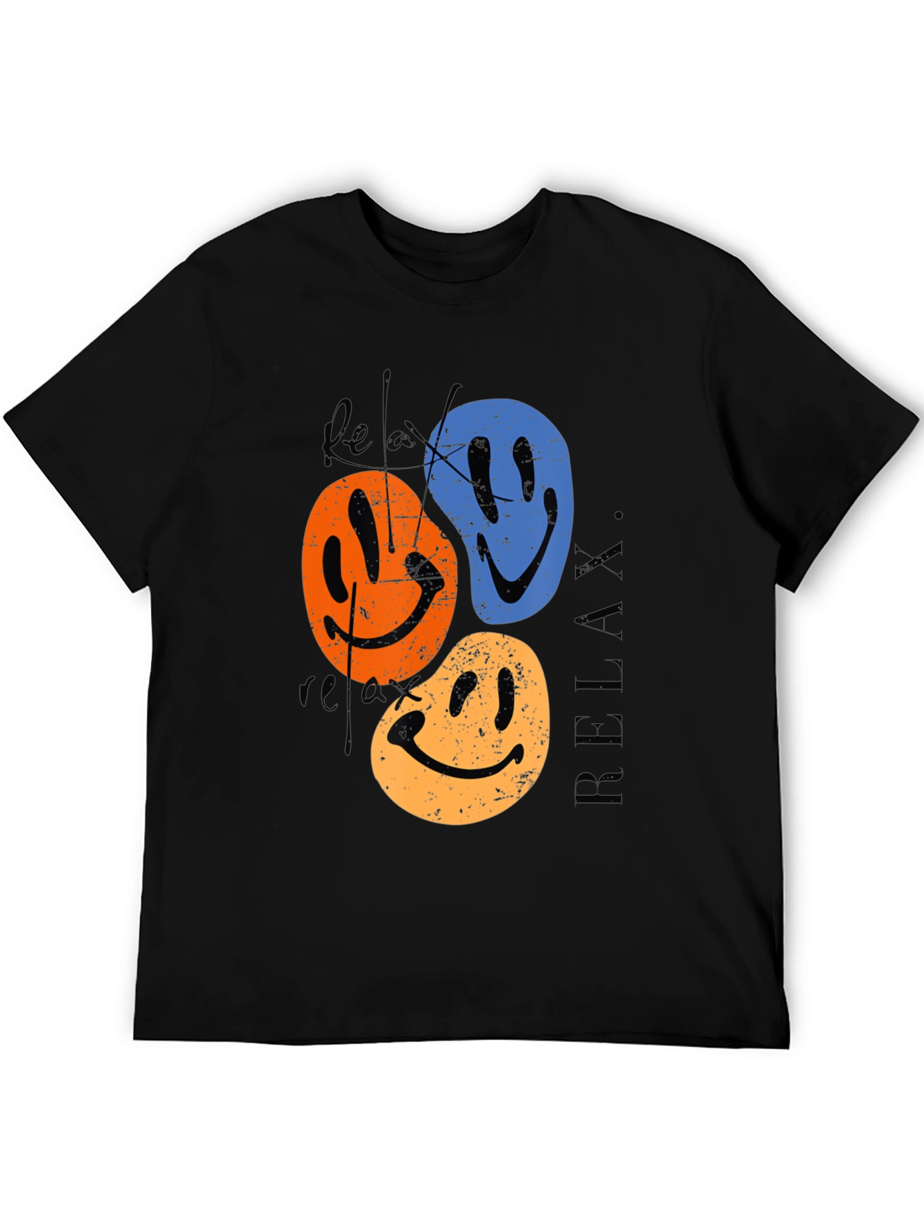 Relax Smiley Face Graphic Tee - Retro Style