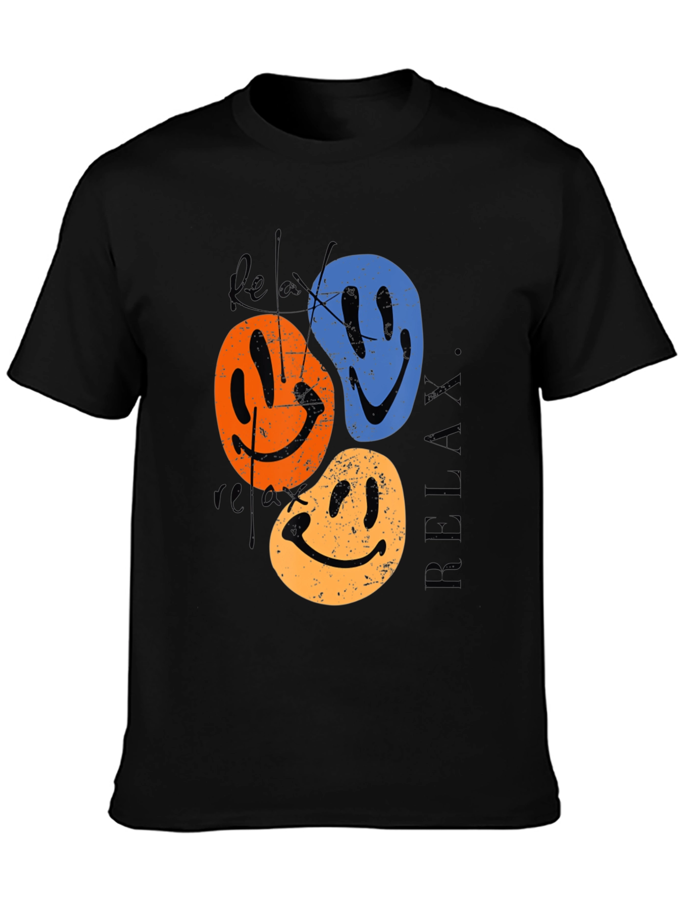 Relax Smiley Face Graphic Tee - Retro Style