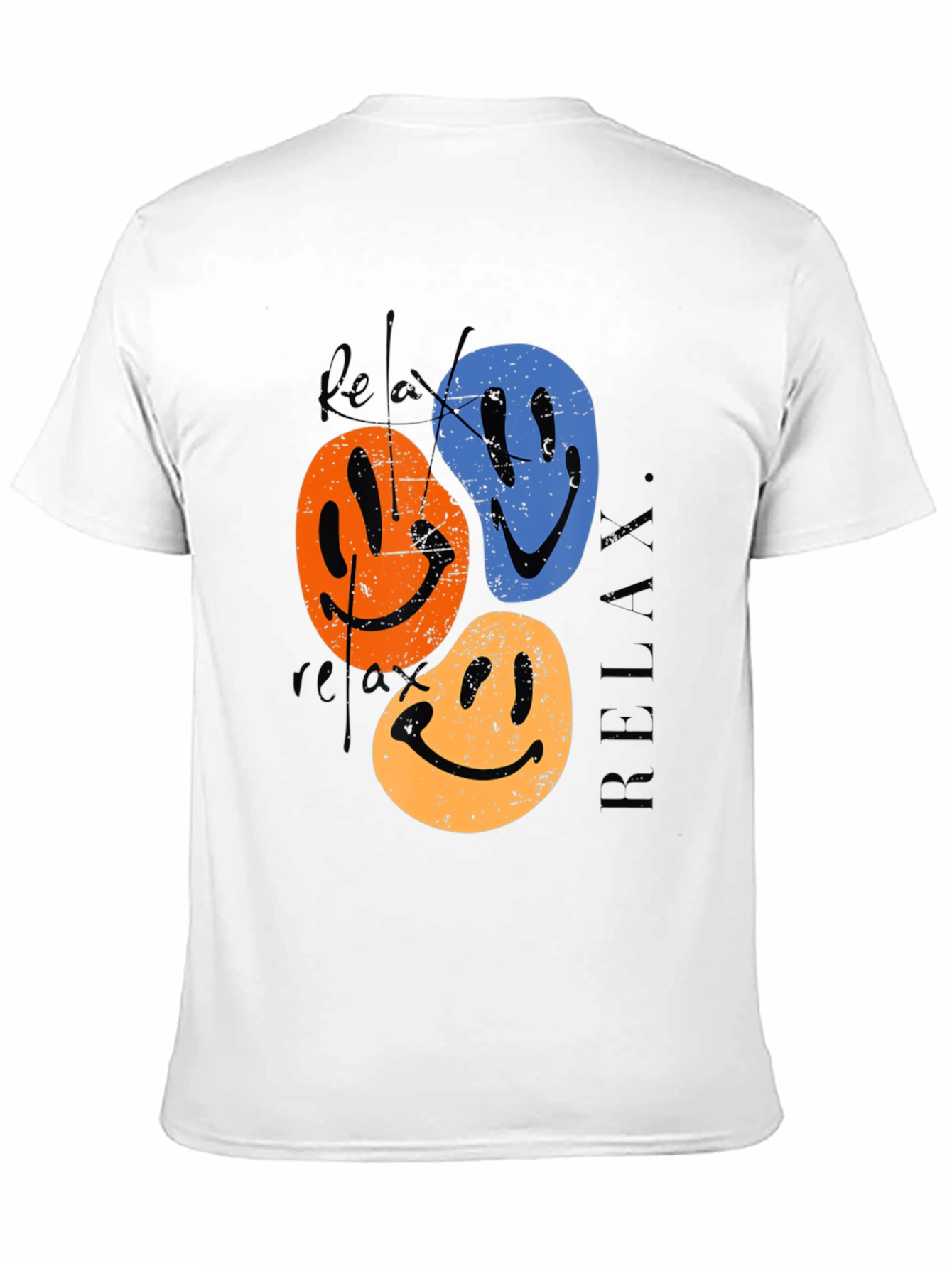 Relax Smiley Face Graphic Tee - Retro Style