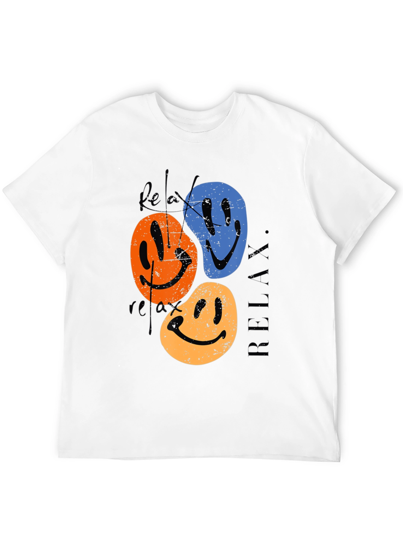 Relax Smiley Face Graphic Tee - Retro Style