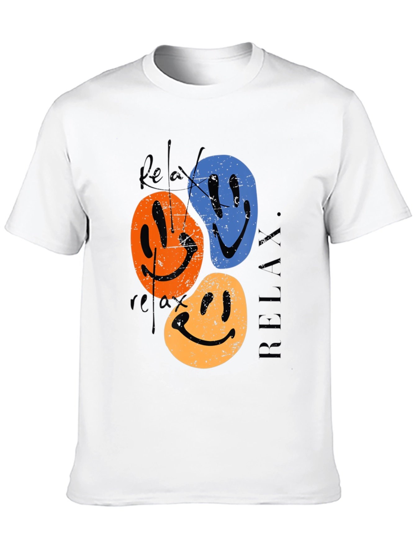 Relax Smiley Face Graphic Tee - Retro Style