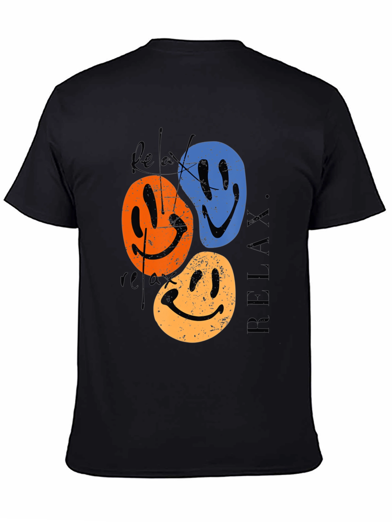 Relax Smiley Face Graphic Tee - Retro Style