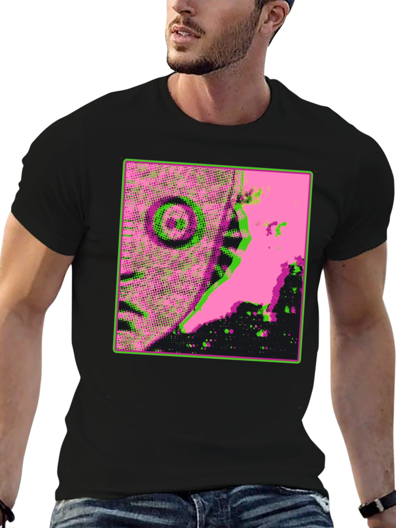 Eye-Catching Graphic Print Black T-Shirt
