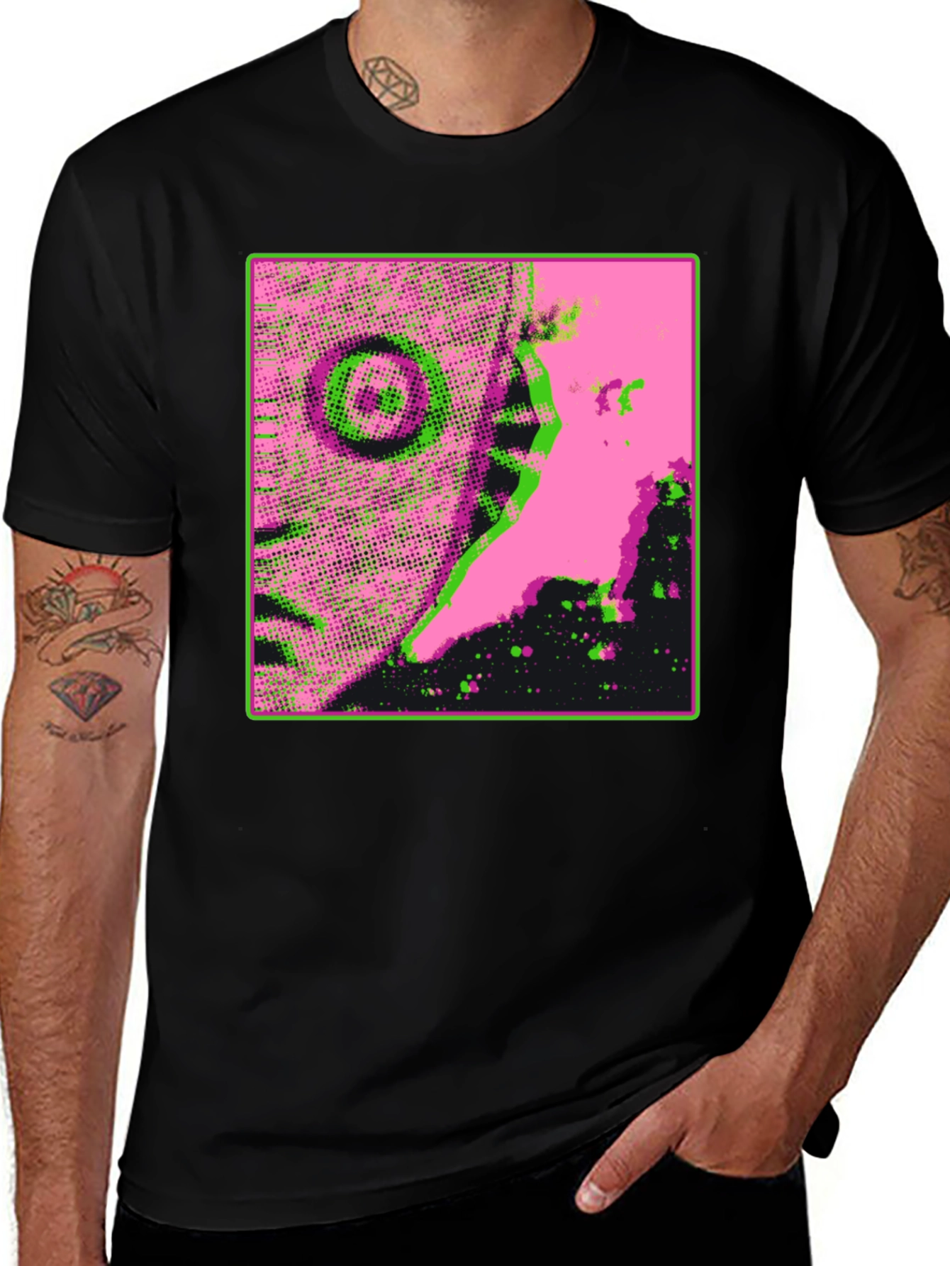 Eye-Catching Graphic Print Black T-Shirt