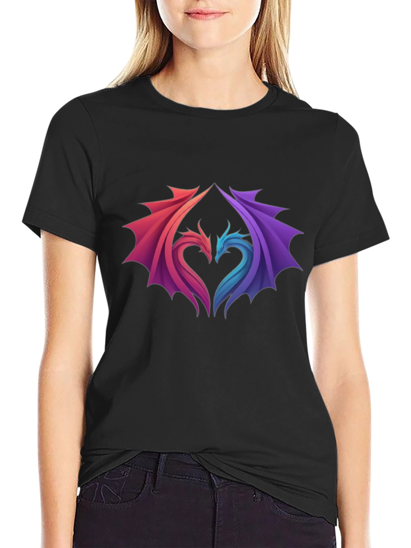 Dragon Heart Graphic Tee - Stylish Black T-Shirt