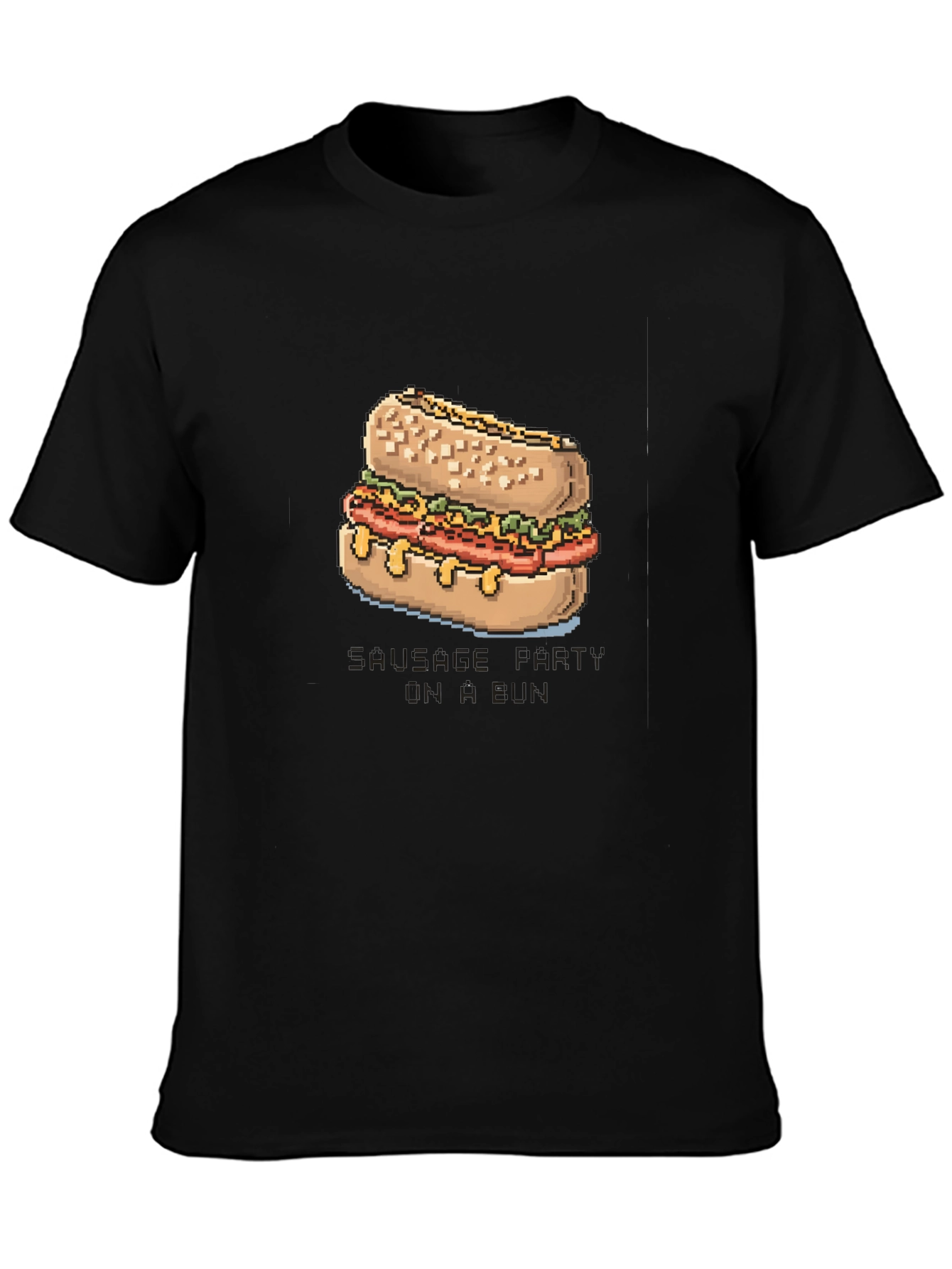 Pixelated Sausage Party T-Shirt - Black
