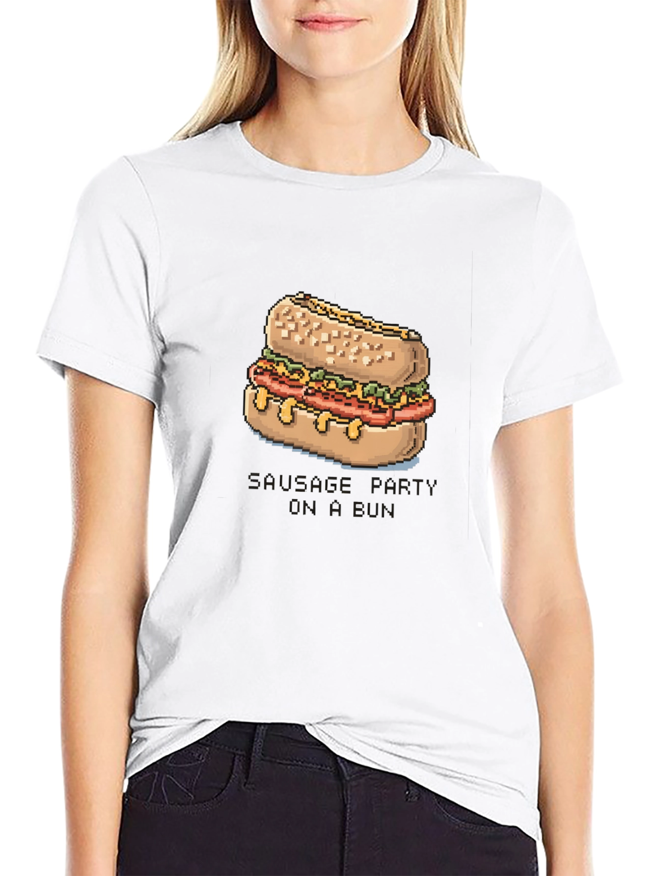 Pixelated Sausage Party T-Shirt - Black