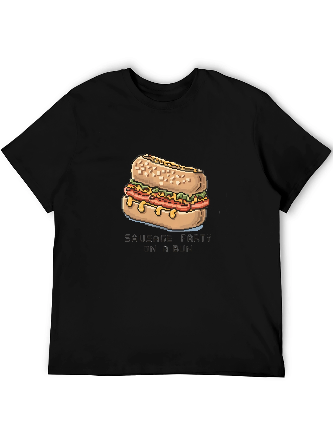 Pixelated Sausage Party T-Shirt - Black