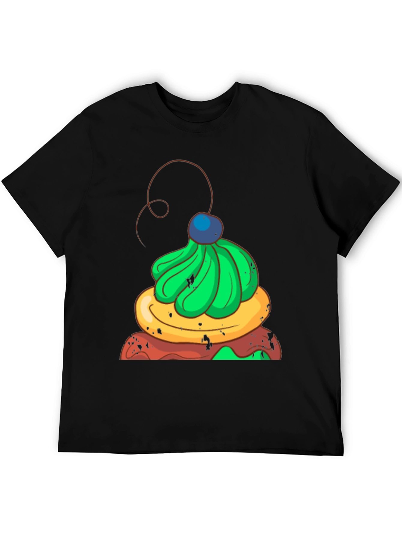 Fun Cupcake Graphic Tee - Casual Black T-Shirt