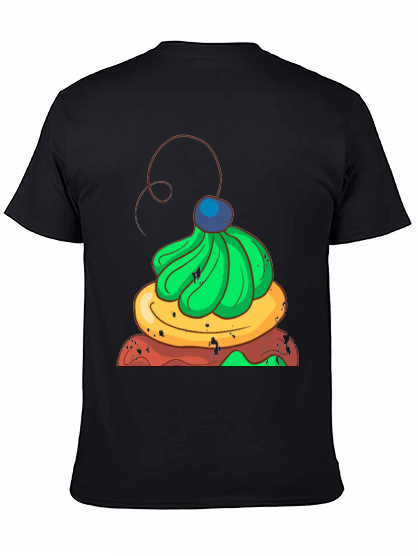 Fun Cupcake Graphic Tee - Casual Black T-Shirt