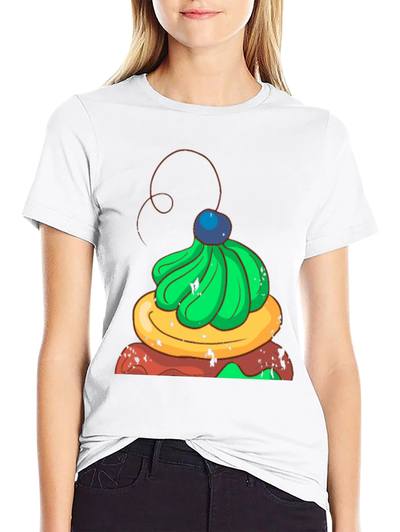 Fun Cupcake Graphic Tee - Casual Black T-Shirt
