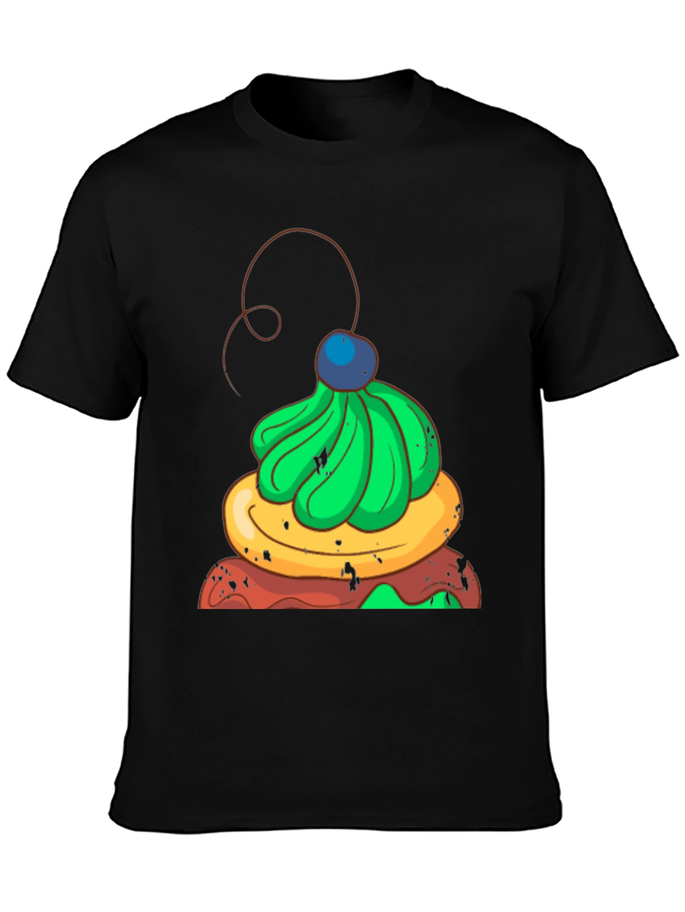Fun Cupcake Graphic Tee - Casual Black T-Shirt
