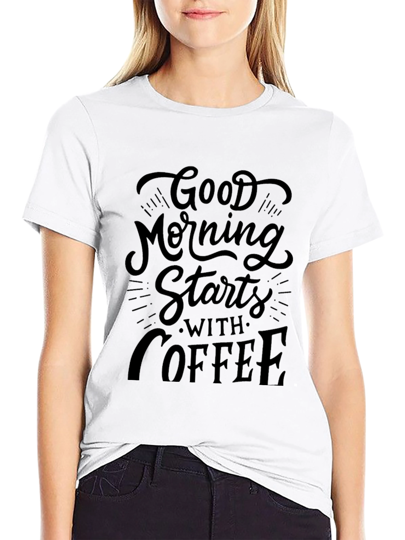Good Morning Starts with Coffee Graphic Tee
