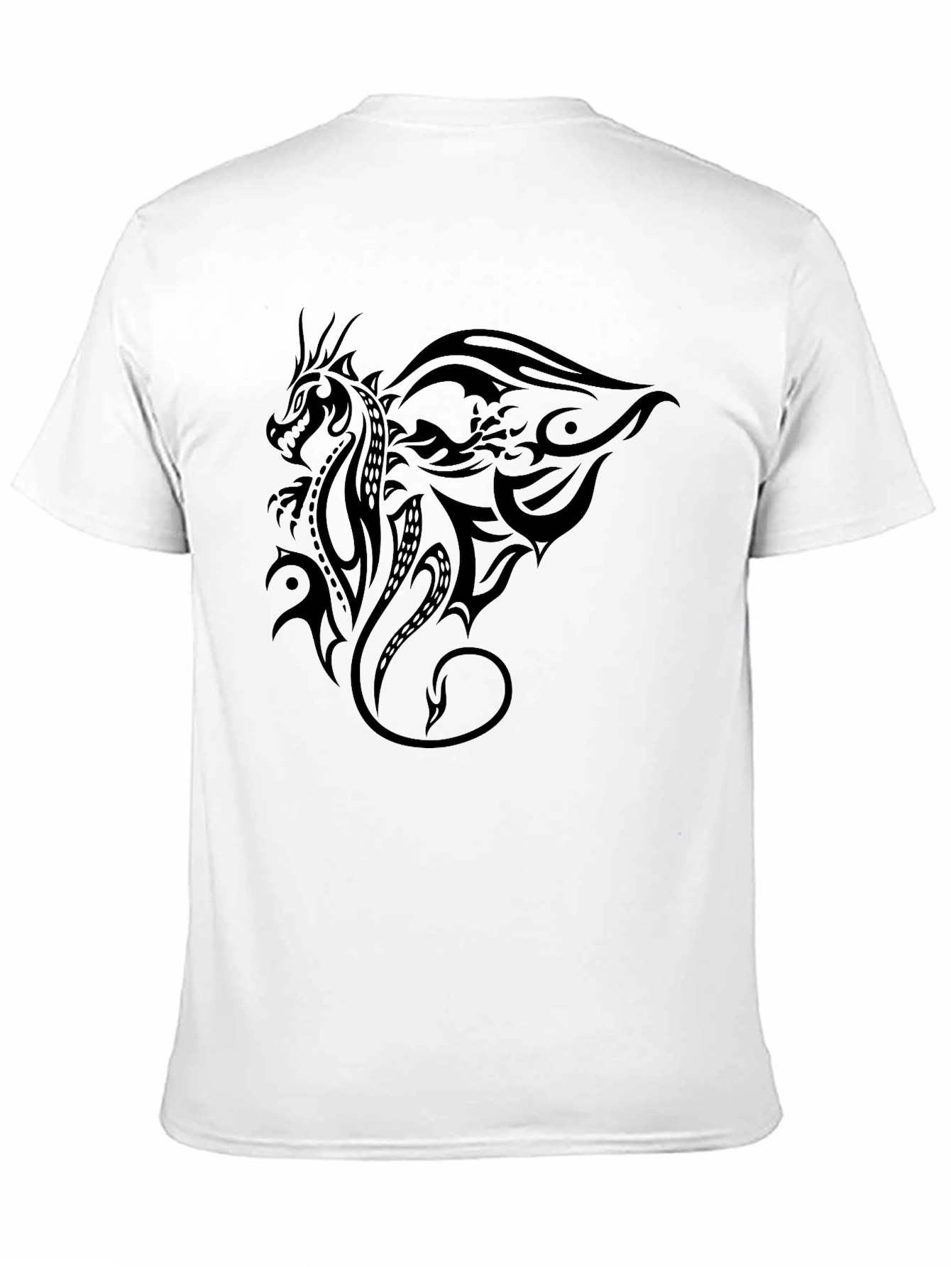 Tribal Dragon Graphic Print Black T-Shirt