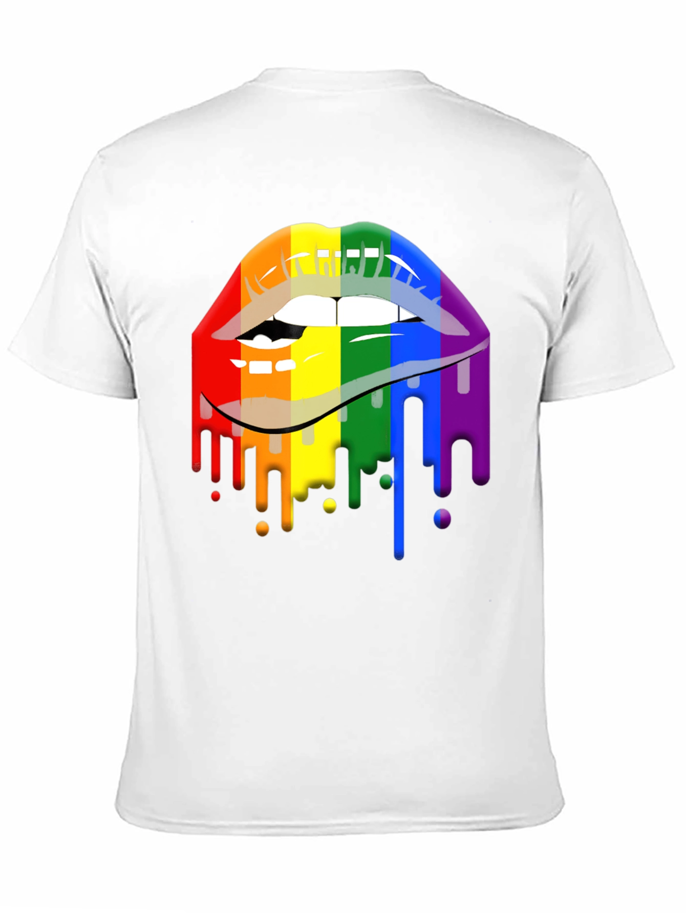 Pride Lips Graphic Tee - Rainbow Drip Design