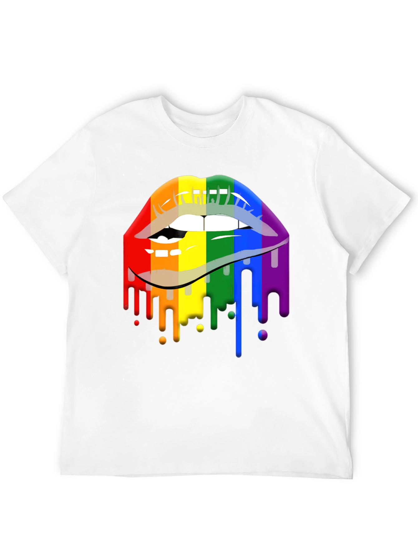 Pride Lips Graphic Tee - Rainbow Drip Design