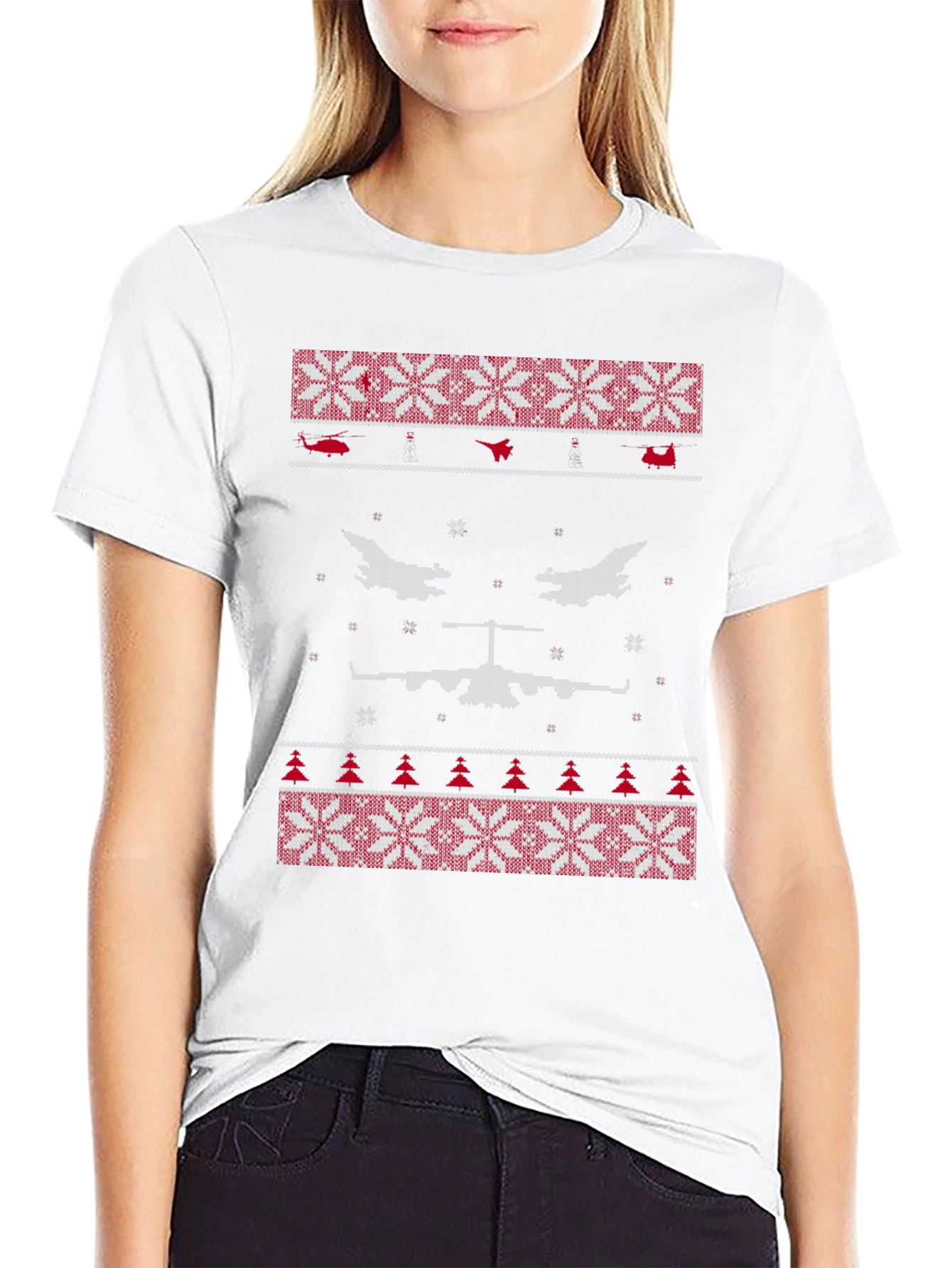 Novelty Airplane Ugly Christmas Sweater T-Shirt