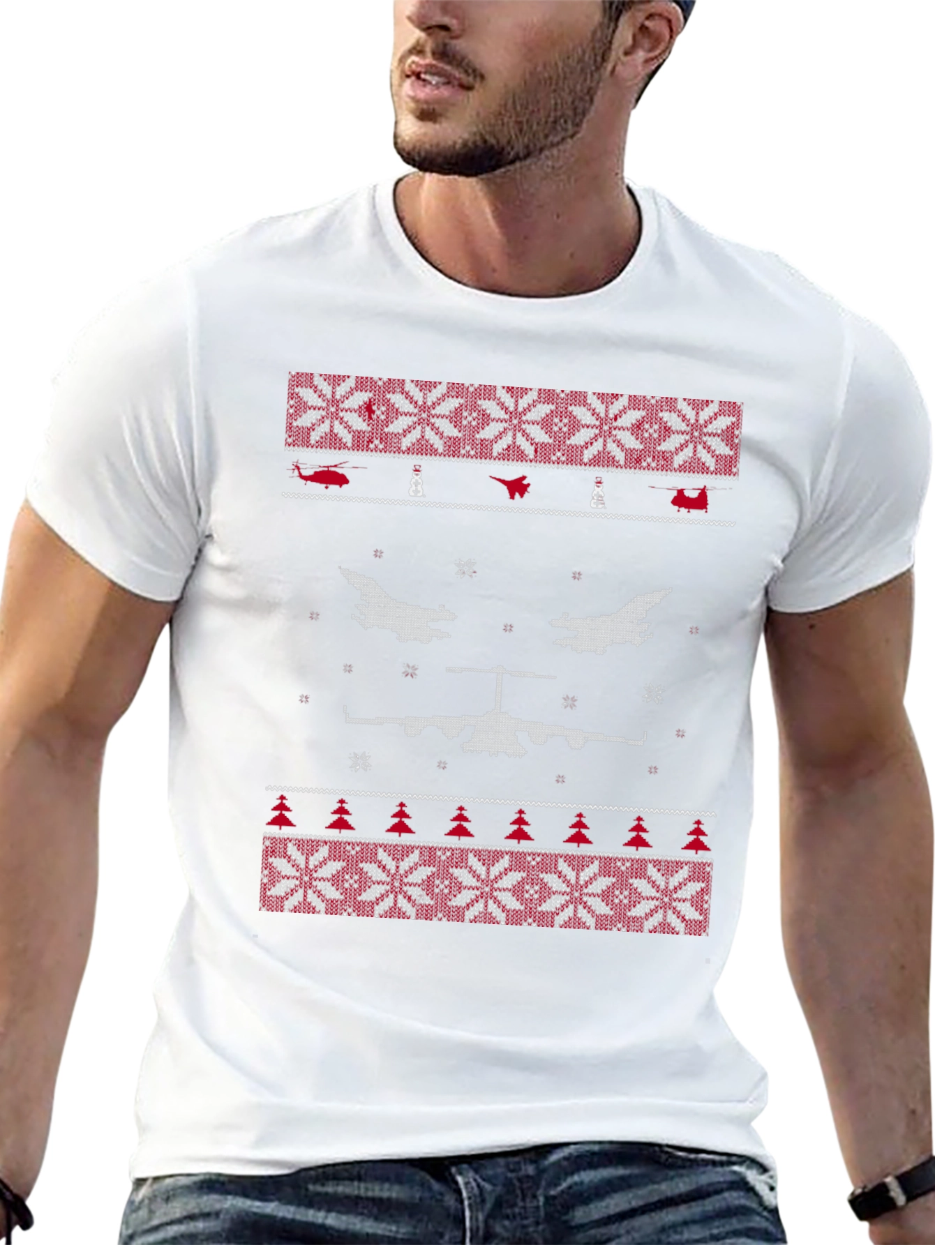 Novelty Airplane Ugly Christmas Sweater T-Shirt