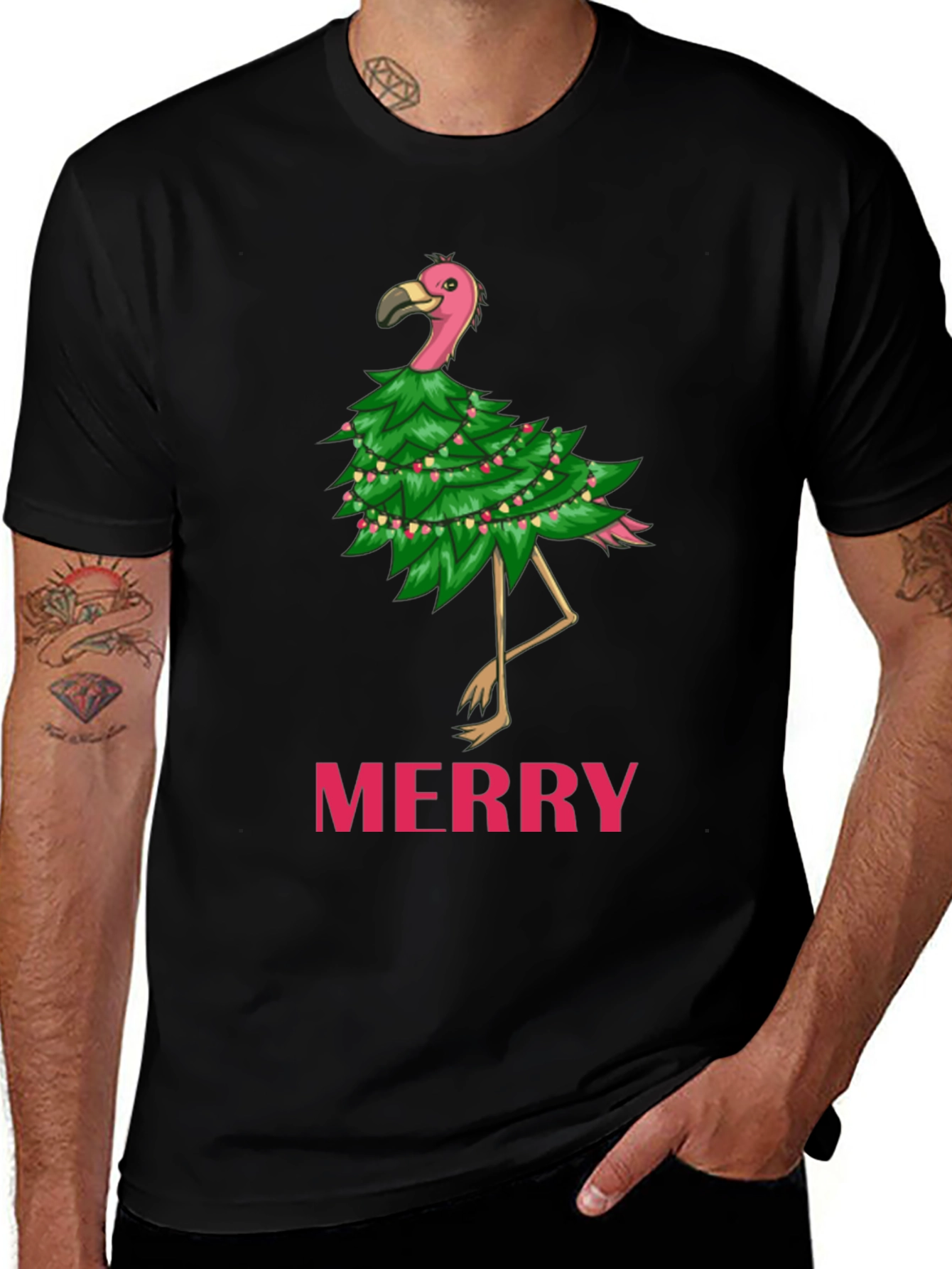 Festive Flamingo Christmas Tee