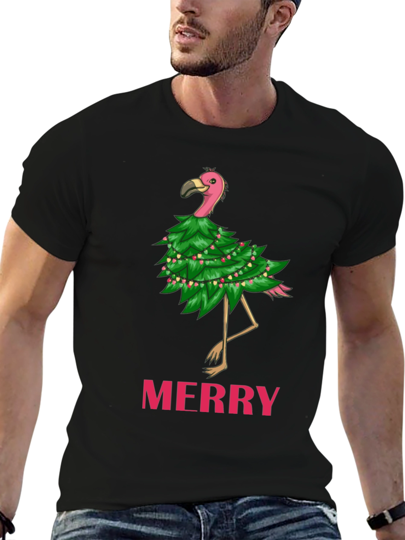 Festive Flamingo Christmas Tee