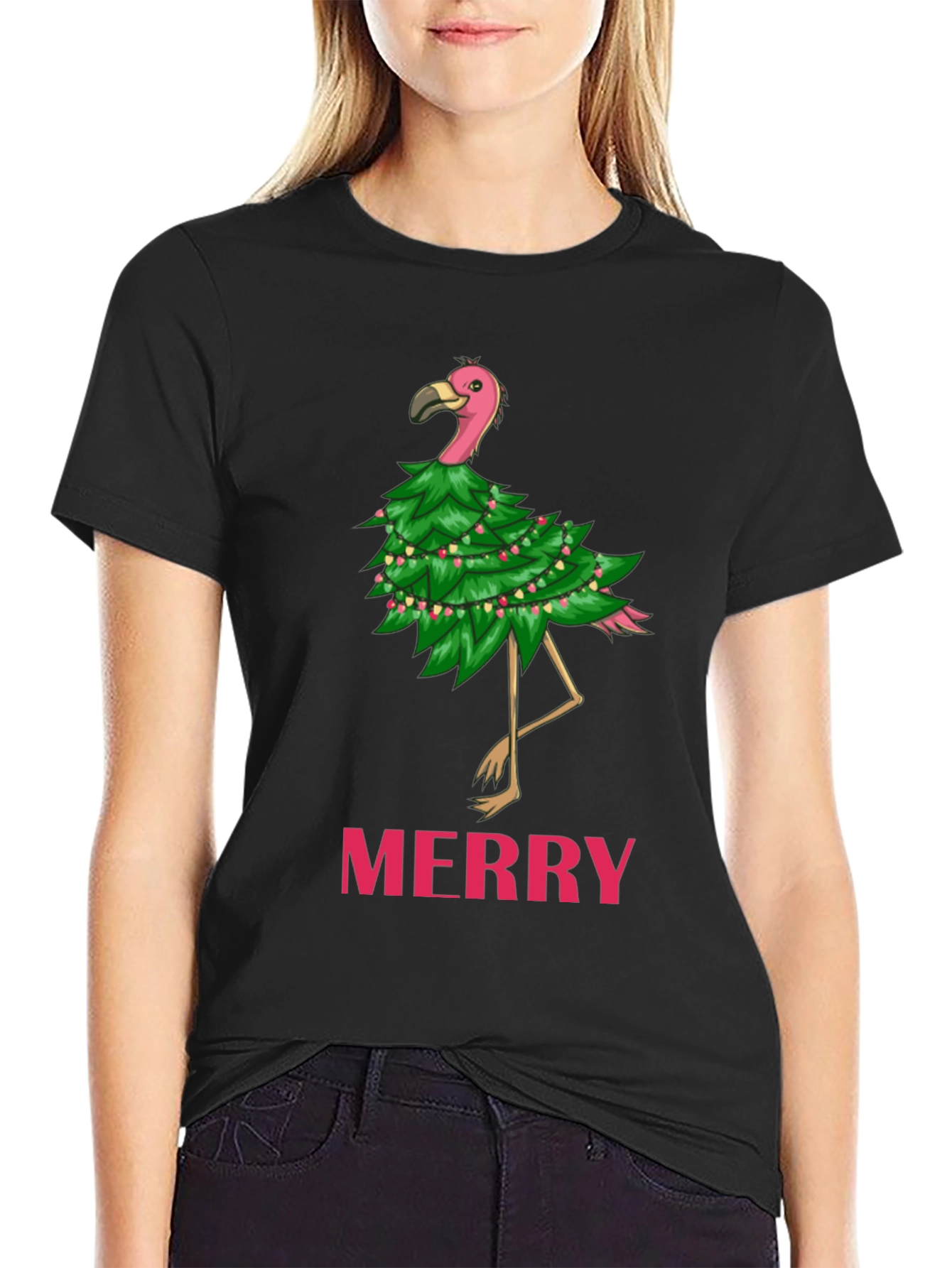 Festive Flamingo Christmas Tee