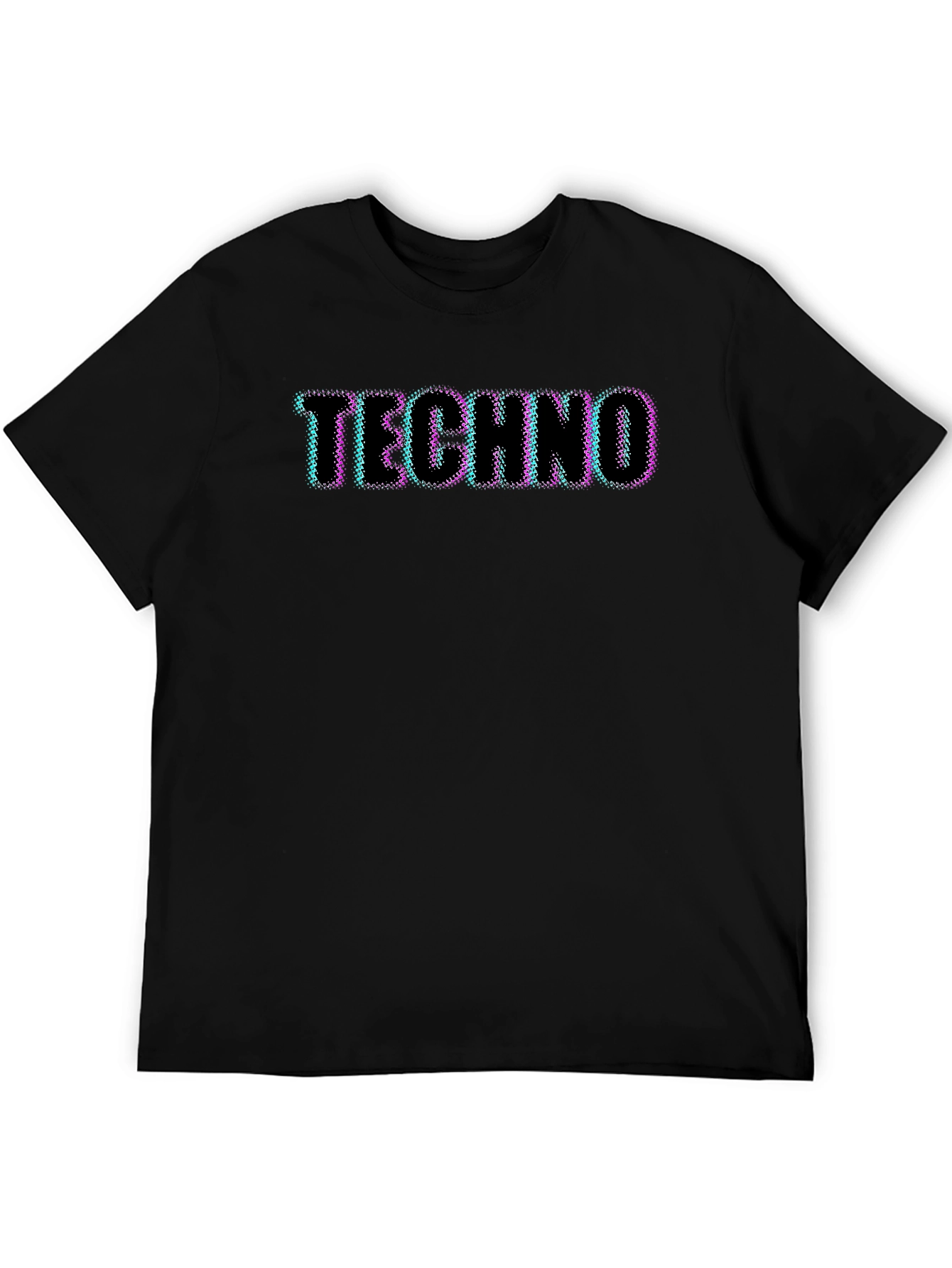Retro Techno Graphic Tee - Black Cotton T-Shirt