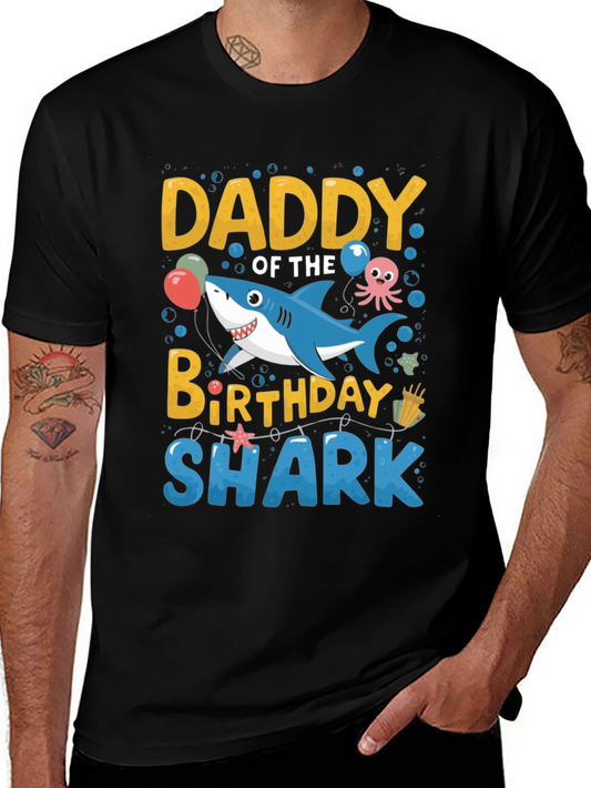 Daddy of the Birthday Shark T-Shirt - Fun Family Matching Tee