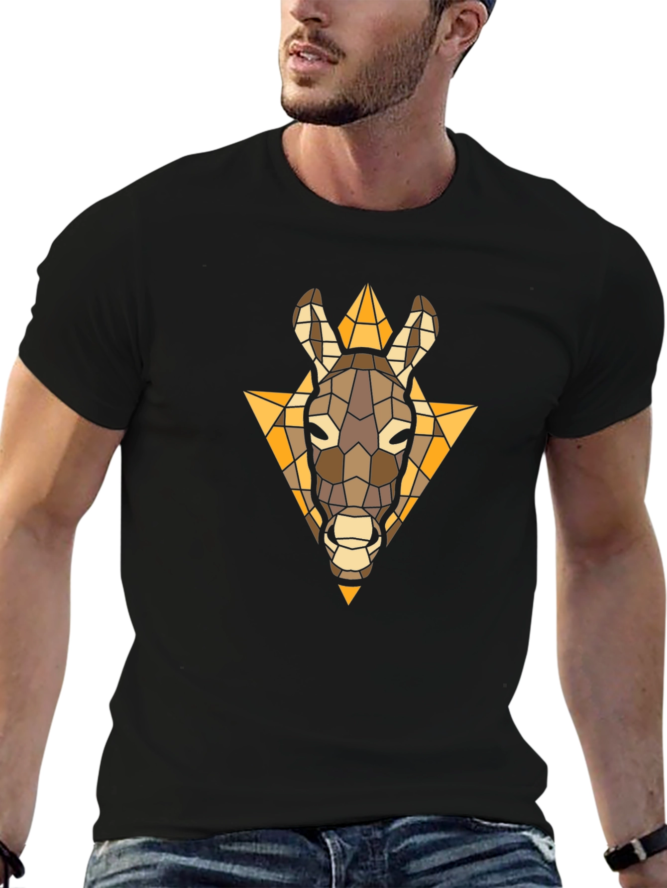 Geometric Donkey Graphic T-Shirt - Modern Casual Wear