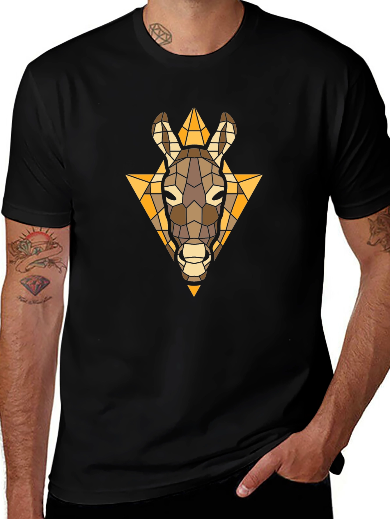 Geometric Donkey Graphic T-Shirt - Modern Casual Wear
