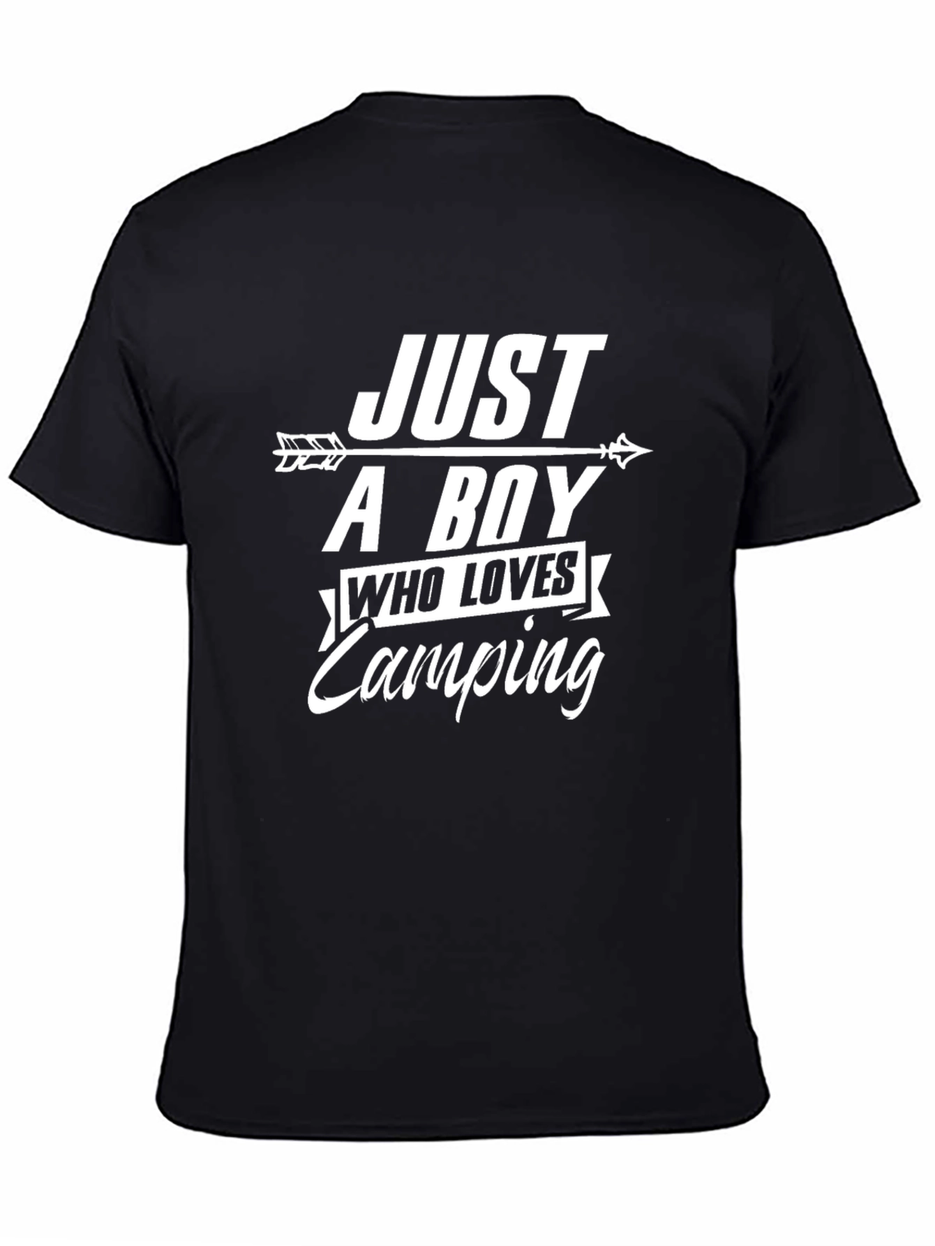 Just A Boy Who Loves Camping Black T-Shirt