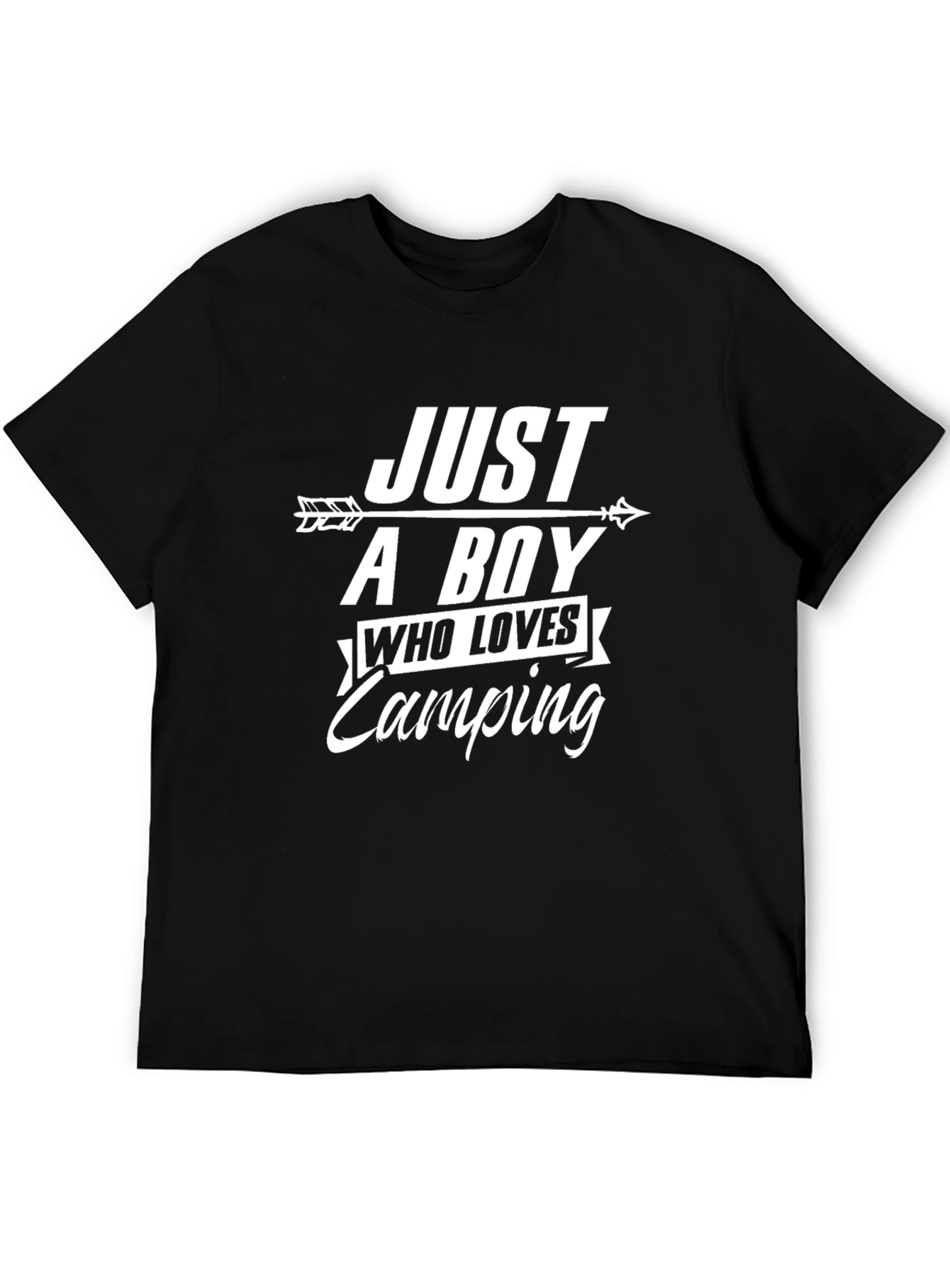 Just A Boy Who Loves Camping Black T-Shirt