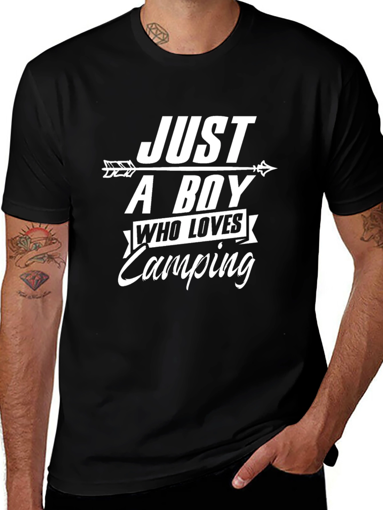 Just A Boy Who Loves Camping Black T-Shirt
