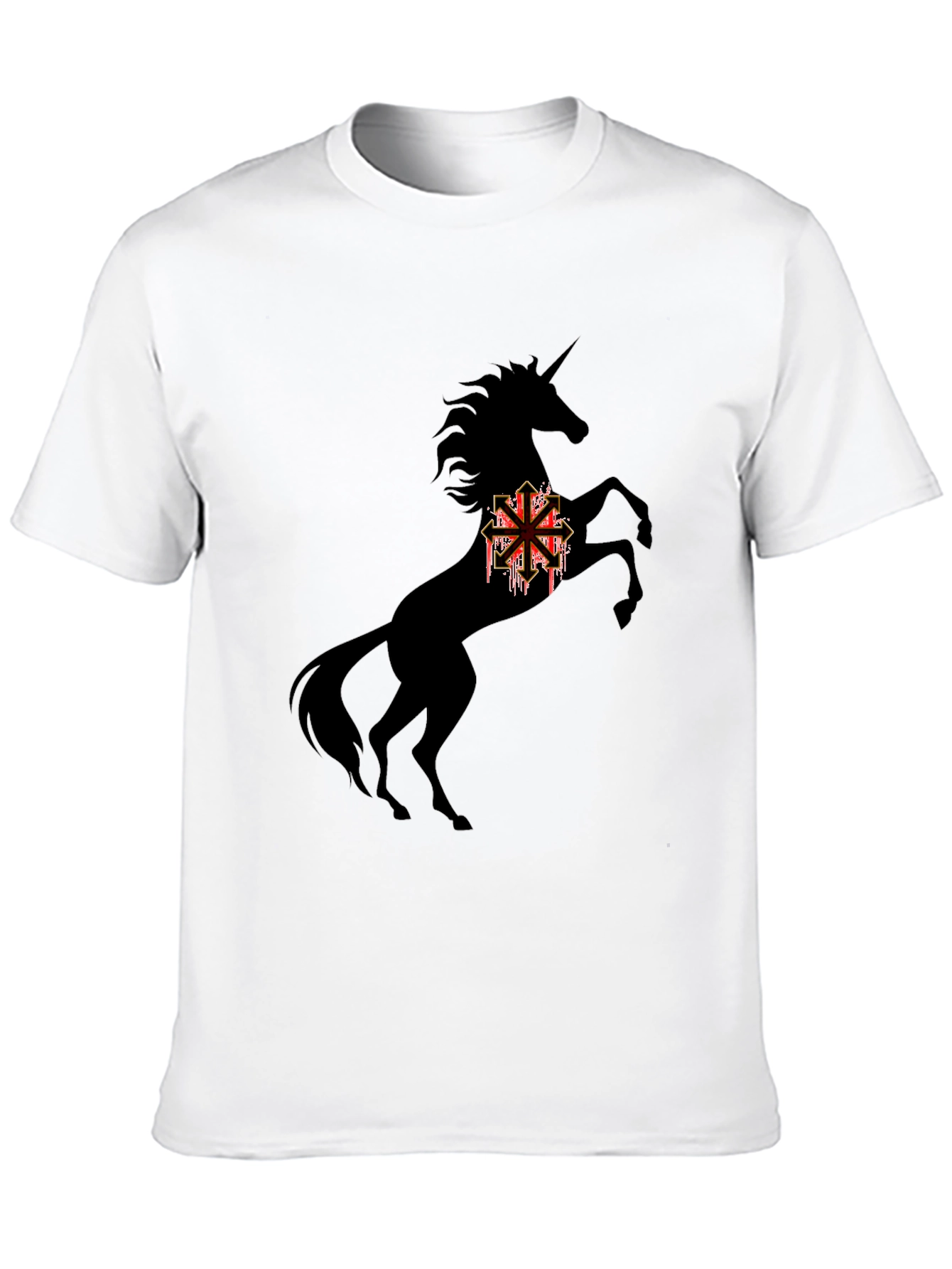 Black Unicorn T-Shirt with Chaotic Symbol