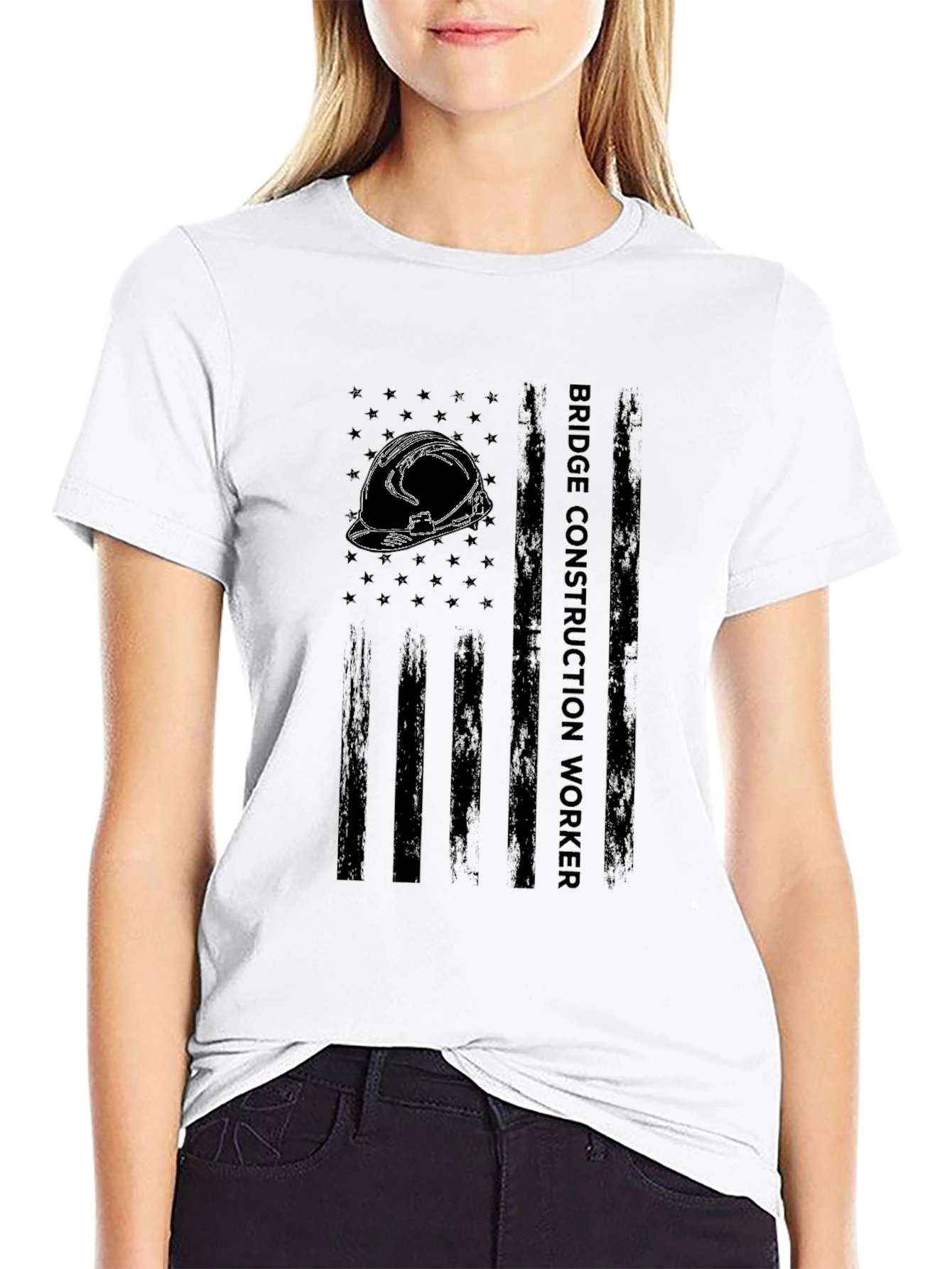 Bridge Construction Worker Flag Graphic Tee