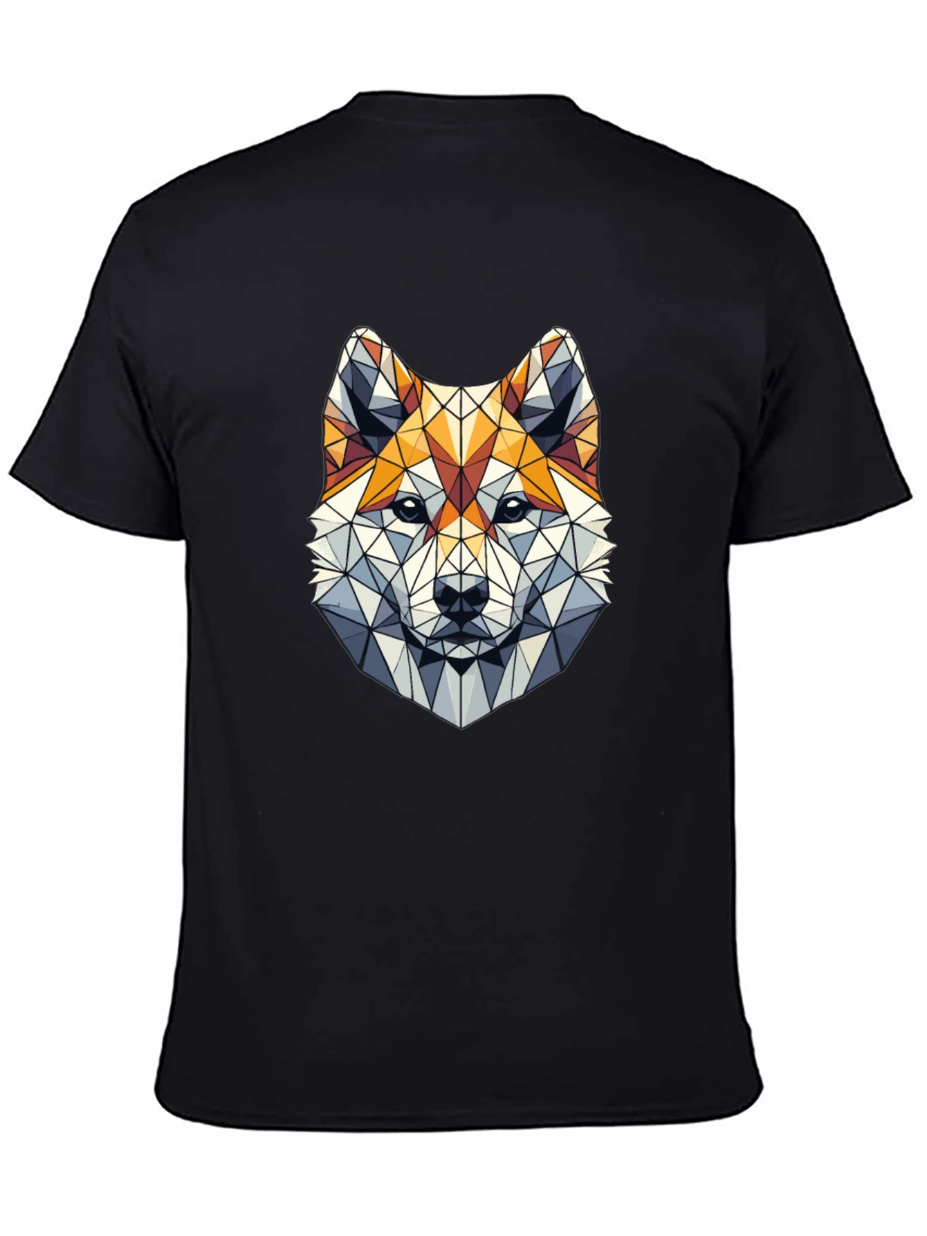 Geometric Dog Head Graphic Black T-Shirt