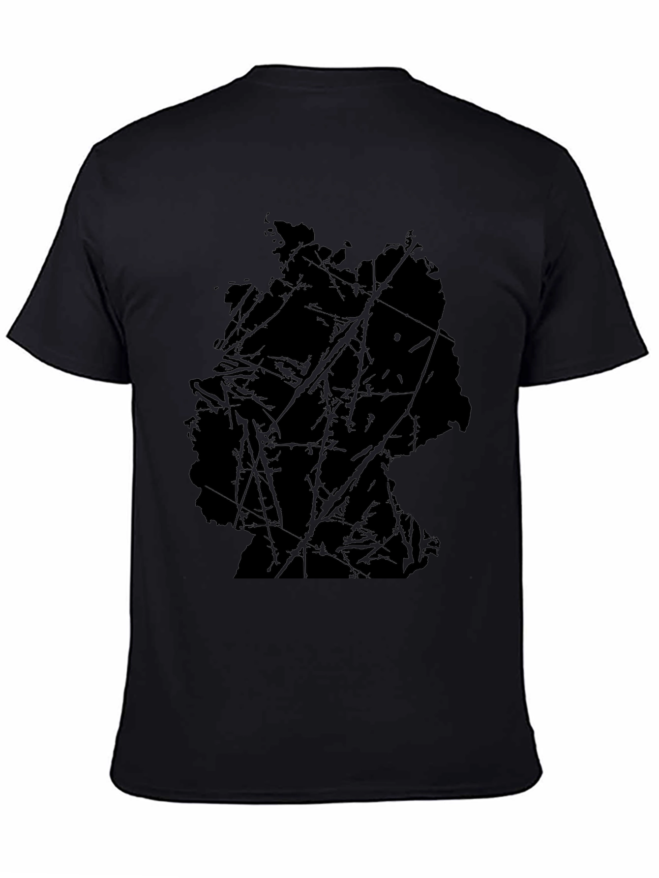 Abstract Map Graphic Black T-Shirt