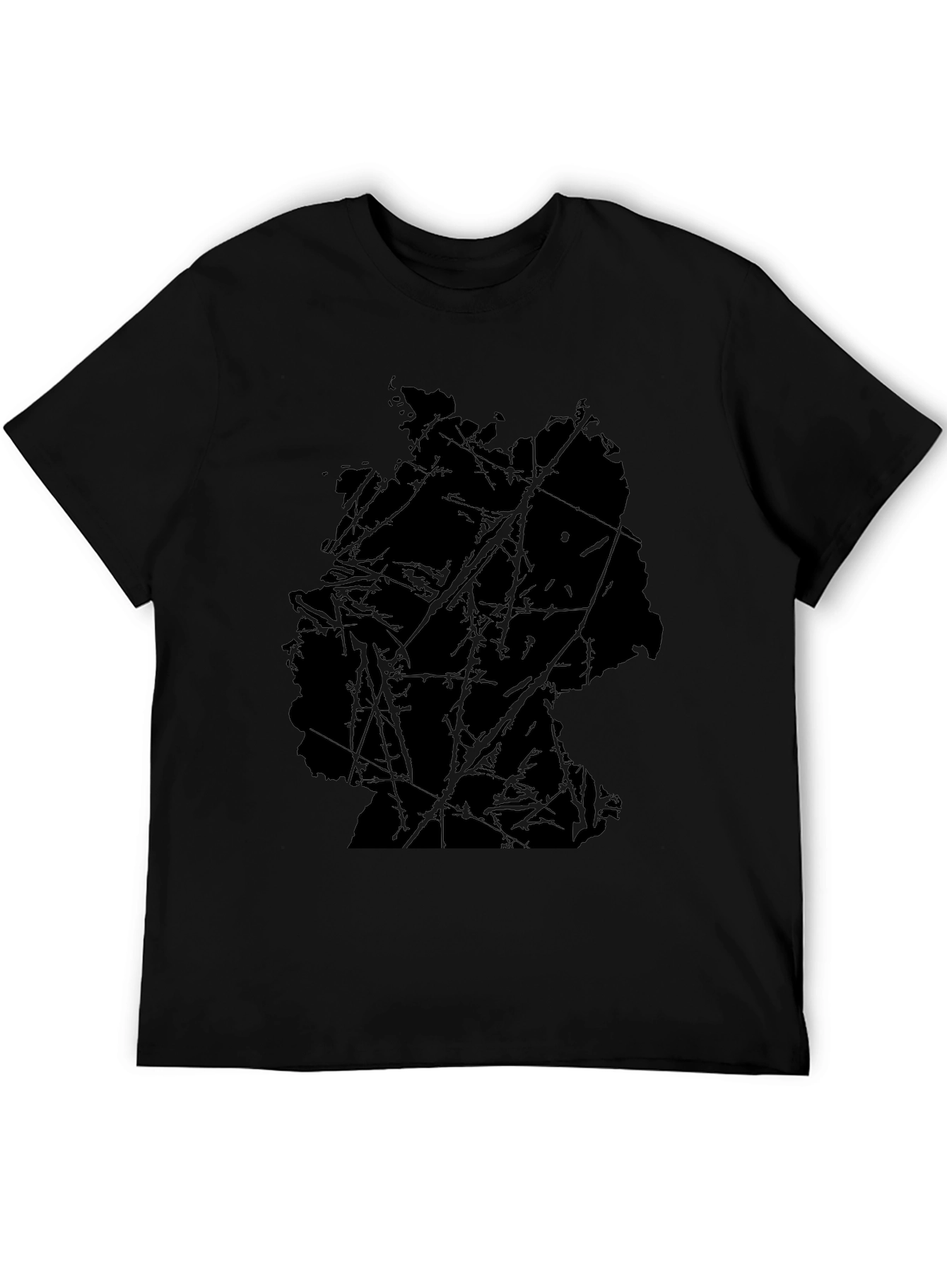 Abstract Map Graphic Black T-Shirt