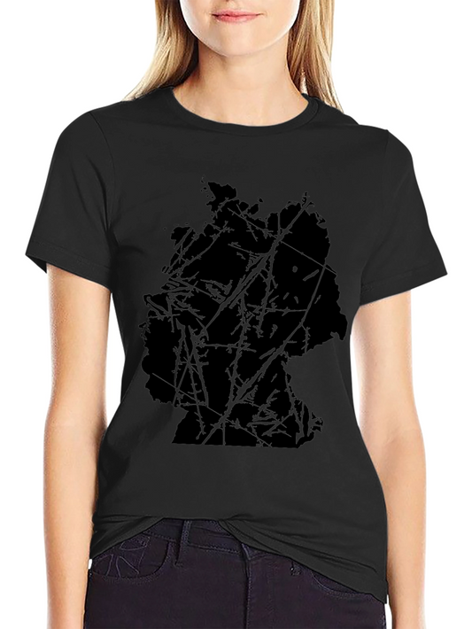 Abstract Map Graphic Black T-Shirt
