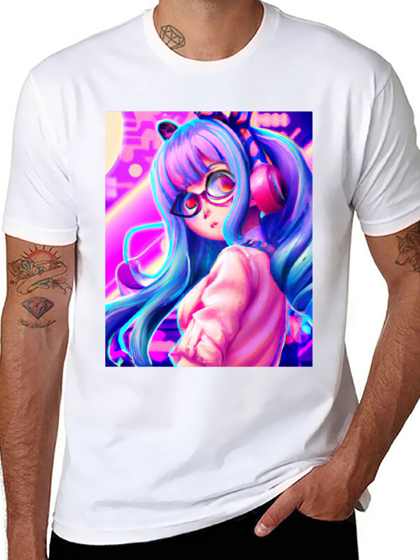 Anime Girl Graphic Tee - Black Cotton Shirt