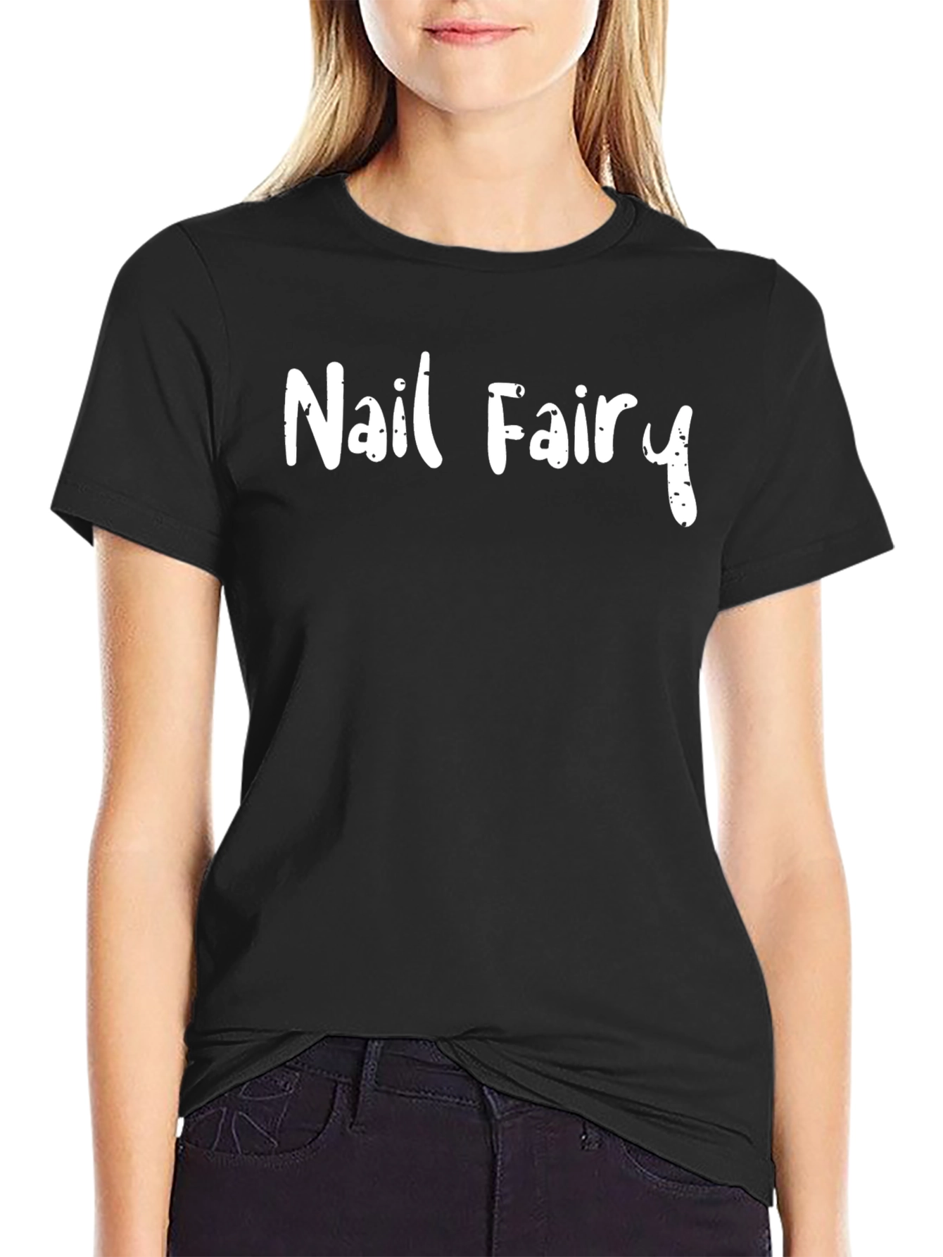 Nail Fairy Graphic Tee - Black Cotton T-Shirt