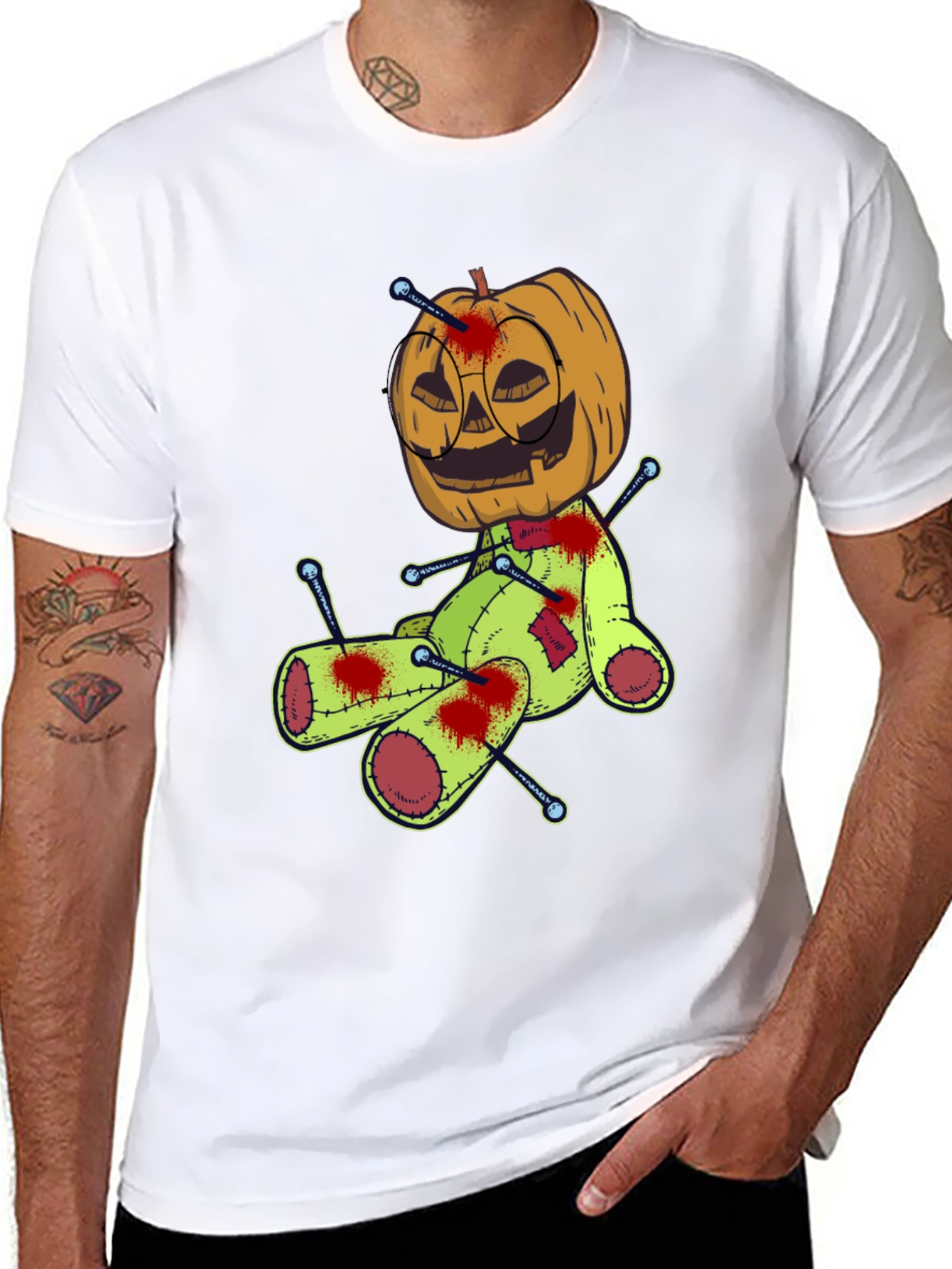 Halloween Pumpkin Voodoo Doll Graphic Tee