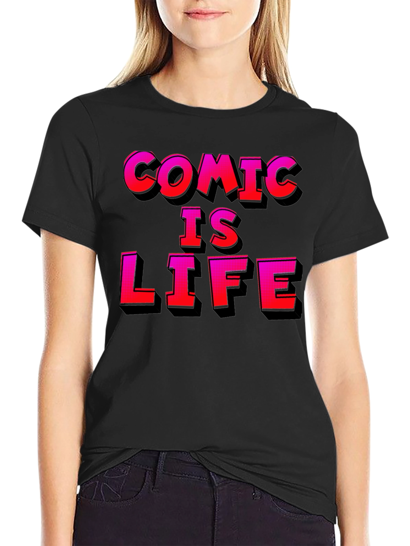 Comic Is Life Graphic T-Shirt - Black Cotton Tee