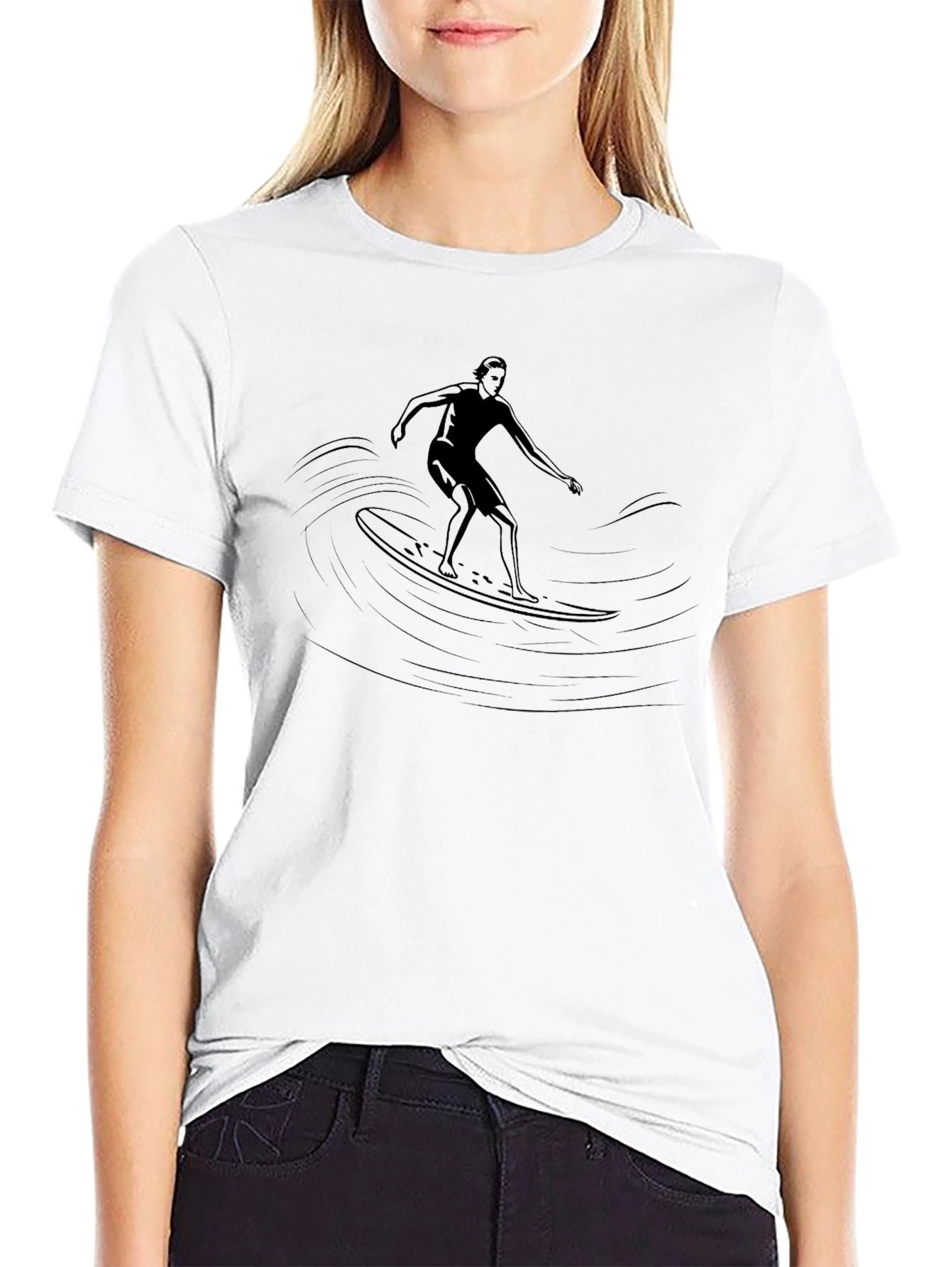 Surfer Graphic Tee - Black Cotton Blend