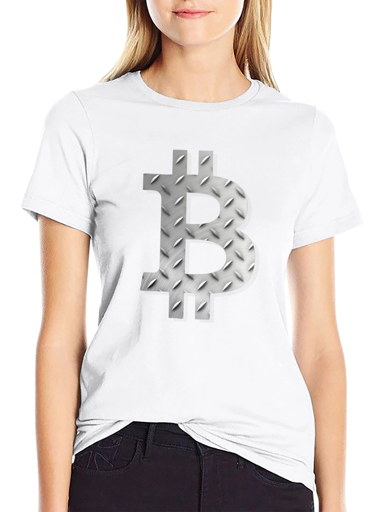 Bitcoin Symbol Graphic Tee - Metal Plate Design