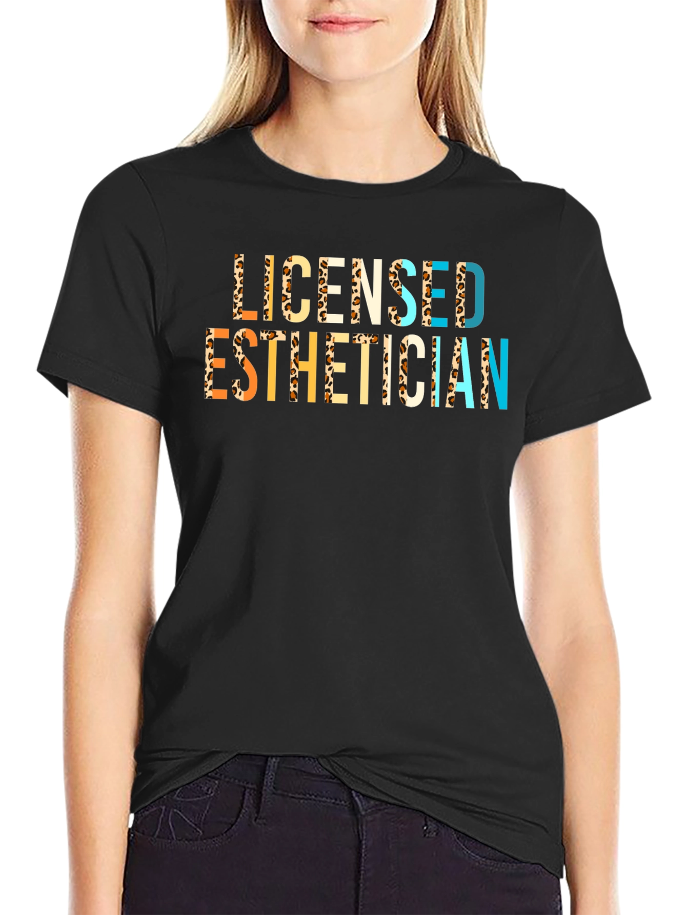 Licensed Esthetician Leopard Print T-Shirt