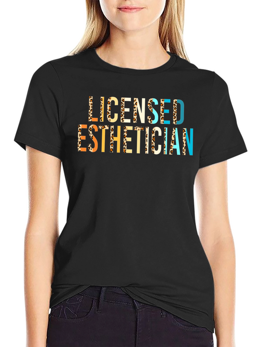 Licensed Esthetician Leopard Print T-Shirt