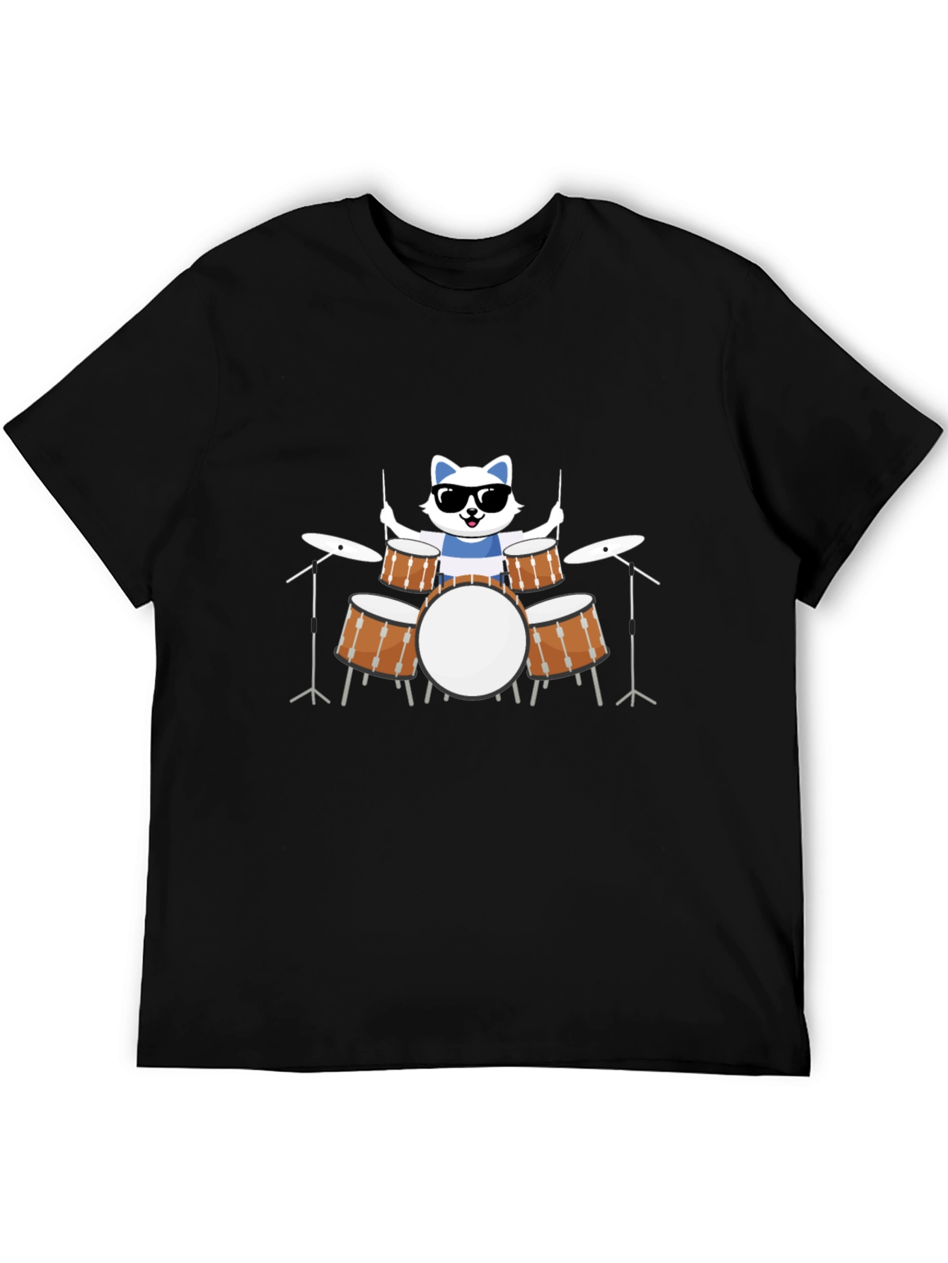 Cool Cat Drummer Black T-Shirt